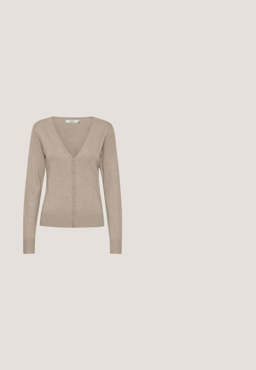 Beige Cardigan mit langen Ärmeln, V-Ausschnitt und sechs-Knopf-Verschluss. Aus glattem Strickstoff gefertigt, mit gerippten Bündchen und Saum.; Burgunderfarbene Kurzarm-T-Shirt mit einem weiten V-Ausschnitt und lockerer Passform, aus weichem Stoff mit einer glatten Textur und ohne sichtbare Muster.; Hoch taillierte, weit geschnittene Jeans aus mittlerem blauen Denim. Verfügt über fünf Taschen, einen vorderen Knopfverschluss und kontrastierende Nähte.; Braune Wildleder-Sneaker mit glitzernden silbernen Streifen, runder Zehenpartie und Gummisohle. Mit Schnürung vorne und minimalem Branding.; Braune Wildleder-Schultertasche mit breitem, flachem Griff. Weiches, unstruktiertes Design mit einer zentralen Naht. Keine sichtbaren Beschläge oder Verzierungen.; Silbernes Gliederarmband mit einem sonnförmigen Anhänger in der Mitte und einem verstellbaren Verschluss.
