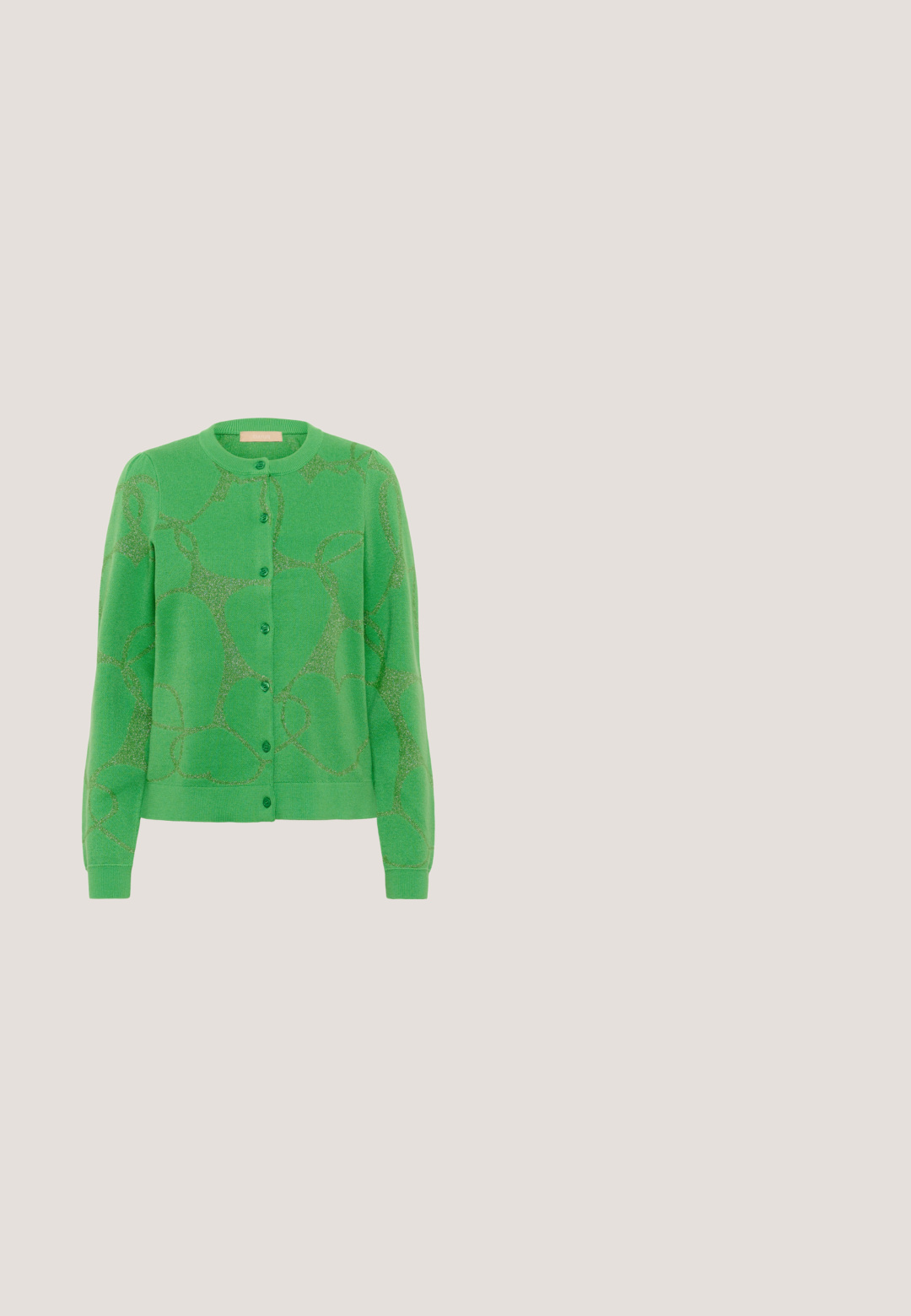 Cárdigan verde de botón con un material de punto suave, que presenta un sutil patrón brillante, cuello redondo y mangas largas.; Camiseta sin mangas blanca con encaje en el escote y en los tirantes. Tejido suave, corte relajado, que presenta un ligero deshilachado en los bordes del encaje.; Pantalones a rayas en verde y azul marino con un diseño de pierna recta y una cintura elástica. La tela tiene una textura suave y presenta un clásico patrón de cuadros.; Zapatillas verde menta con un upper de tejido texturizado, cordones blancos y una suela de goma blanca. Presenta un pequeño logo rojo en el lateral.; CHICCA BORSE Bolso de mano - verde; Pulsera de cuentas coloridas con cuentas en rosa, verde y marrón, intercaladas con detalles dorados, y un cierre de langosta con un dije circular.