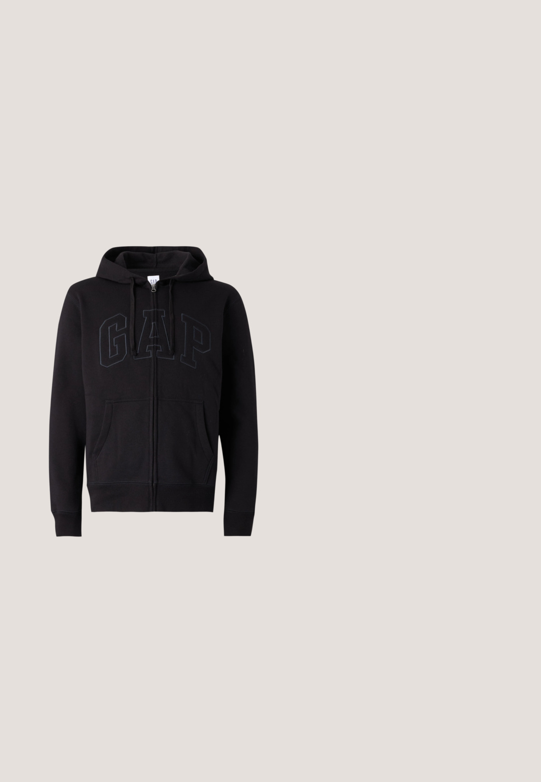Sweat à zip noir en mélange de coton. Dispose d'une poche kangourou, d'une capuche avec cordon de serrage et d'un grand logo GAP à l'avant en gris foncé.; GAP EVERYDAY SOFT BASIC LOGO - T-shirt imprimé - white global; Pantalon de survêtement gris en tissu doux, doté d'une taille élastique et de jambes fuselées avec des poignets élastiques. Détail de logo discret sur une jambe.; Baskets blanches avec un dessus en synthétique lisse, bout rond, design à lacets, accent marine sur le talon, et une semelle en caoutchouc texturée avec une bande noire.; Lunettes de soleil noires surdimensionnées avec des verres gris dégradés, un design angulaire, des accents dorés sur les montures et des branches à motifs blancs et rouges.; Guess BERNA CROSSOVER - Sac bandoulière - black