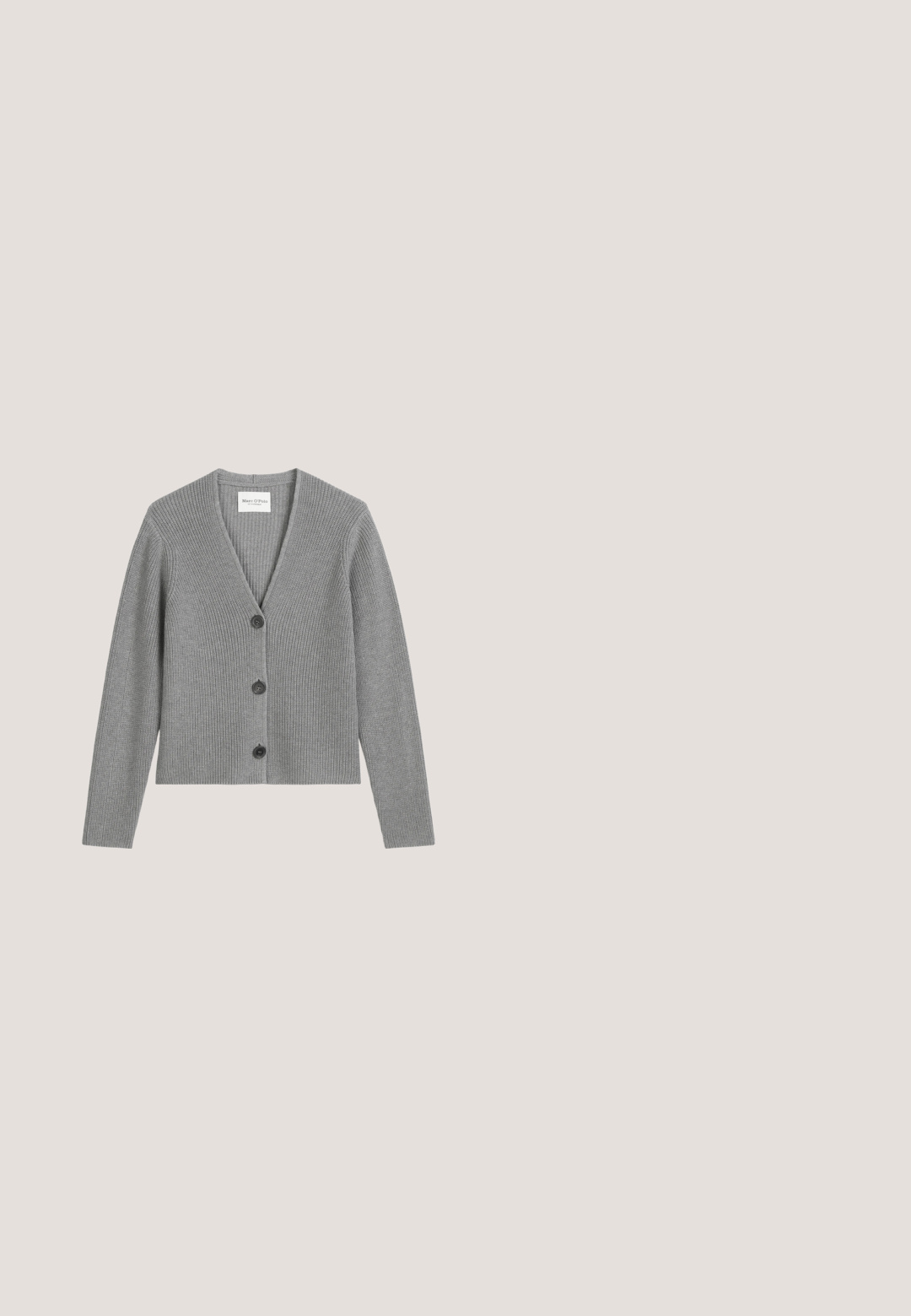 Cardigan gris à côtes, fabriqué en tissu tricoté doux, avec un col en V, des manches longues et trois boutons noirs sur le devant.; Anna Field by Zalando T-shirt à manches longues - black/beige; Jupe midi en denim noir avec taille ajustée, fermeture à boutons sur le devant et ourlet effiloché. Présente un design classique à cinq poches et une légère texture.; Bottine en cuir gris avec un design épuré, bout pointu et un petit talon carré. Texture lisse avec un branding minimaliste sur le côté.; Écharpe en laine grise avec une texture douce, dotée de bords frangés et d'un design simple. Pliée soigneusement, mettant en valeur sa forme allongée.; Boucles d'oreilles créoles en argent avec une finition lisse et brillante. Forme circulaire, dotée d'un fermoir sécurisé. Design simple et élégant.