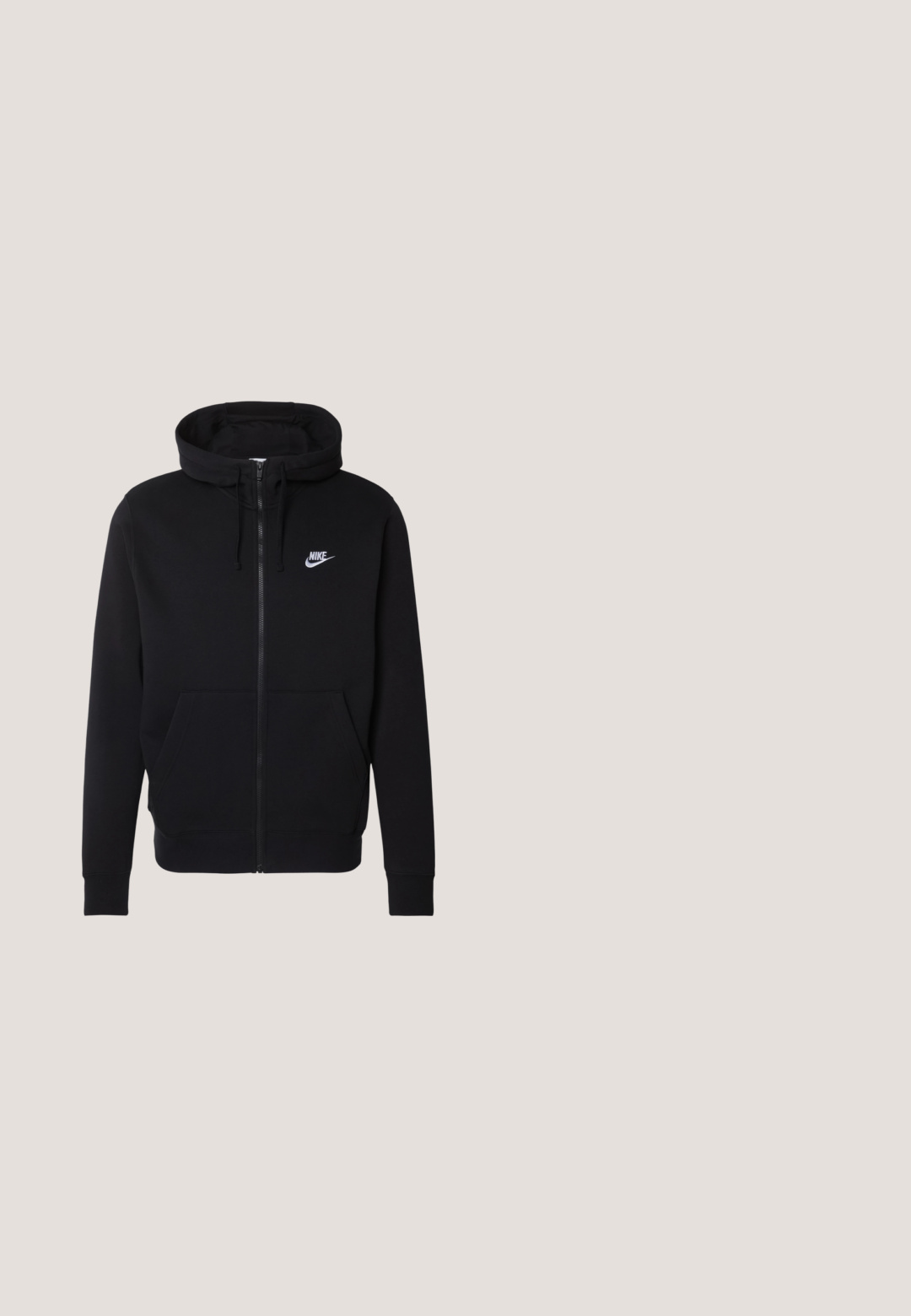 Must have musta kangaga, millel on ees tasku, reguleeritav kapuuts ja valge Nike logo rinnal.; Punane puuvillane T-särk, millel on must Nike'i logo rinnal, lühikesed varrukad, ümar kaelus ja tavapärane lõige. Sile tekstuur.; Tumedast meresinised dressipüksid elastse vöökoha ja nööriga. Valmistatud pehmest kangast, vasakul puusal väike valge logo.; Mustad mustad nahast madalad tossud, perforatsiooni teemantiga küljelt, tasased paelad, pehmendatud krae ja tekstureeritud välistald. Kanna peal on peen logo.; Must Lacoste duffelkott kahe käepideme, õlarihma ja valge logomärgiga ees, asetatud lihtsale heledale taustale.; Hõbedatooniline ehetesett, mis sisaldab paksu kettkaelakeed lukuga ja sellele sobivat tekstuuriga sõrmust. Mõlemad osad on läikivad ja metallilised.
