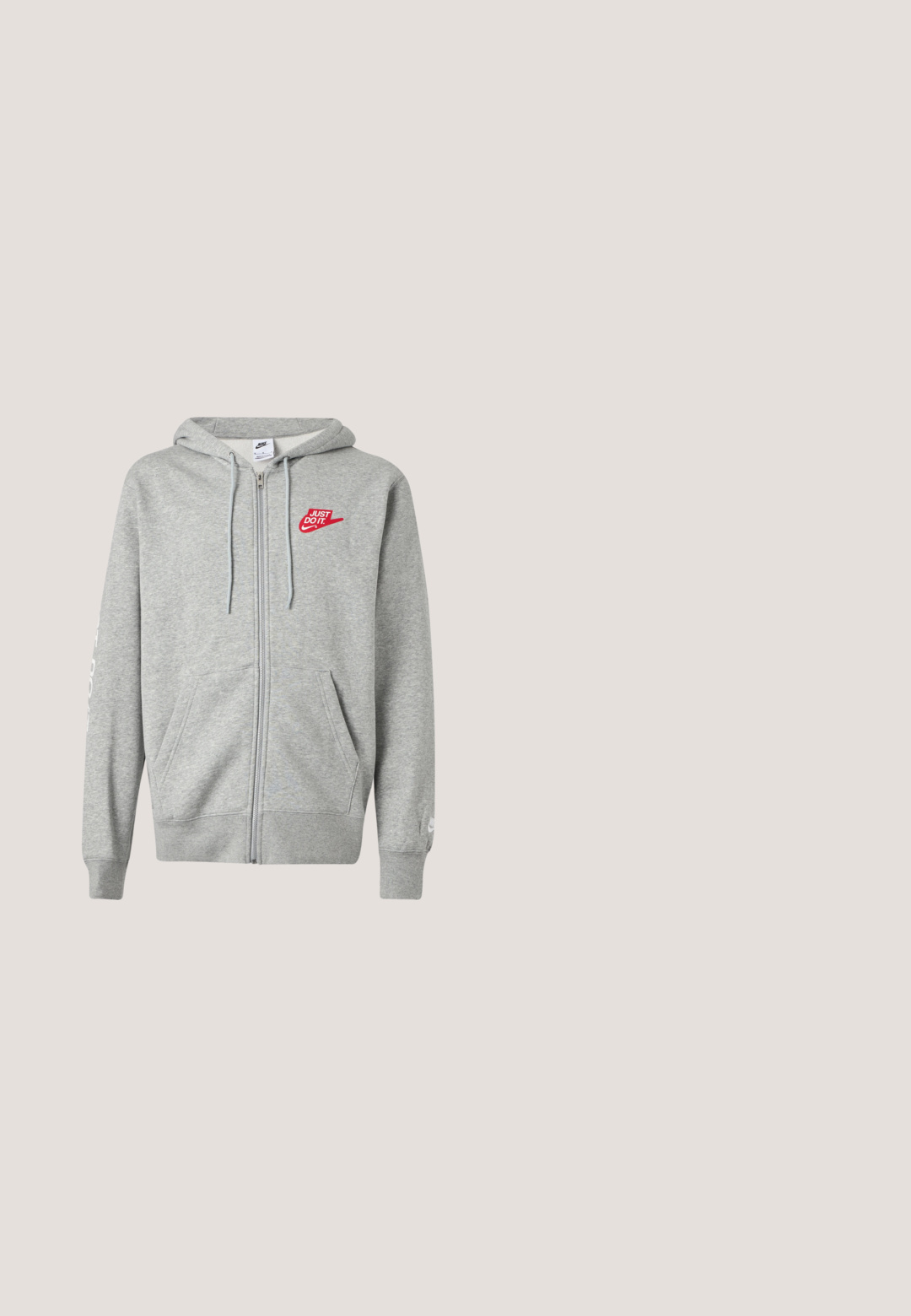 Svetlosivá mikina na zips s prednými vreckami, nastaviteľnou kapucňou so šnúrkami a červeným logom Nike "Just Do It" na ľavej strane hrudníka.; Svetlomodré bavlnené tričko s krátkym rukávom a okrúhlym výstrihom. Na hrudi má malý biely logo Jordana.; Tmavosivé cargo šortky s elastickým pásom a klopovými vreckami na každej strane, zobrazené na svetlom pozadí.; Biele športové topánky s priedušnou sieťovinou, textúrovanými akcentmi a polstrovanou podrážkou. Kombinované s čiernymi rebrovanými členkovými ponožkami na modrom kobercovom povrchu.; Kompaktná čierna crossbody taška s nastaviteľným popruhom, prednou zipsovou vreckom a malou bielou nášivkou loga Quiksilver.; DARKAI TENNIS LONG UNISEX - Náhrdelník - silver-coloured
