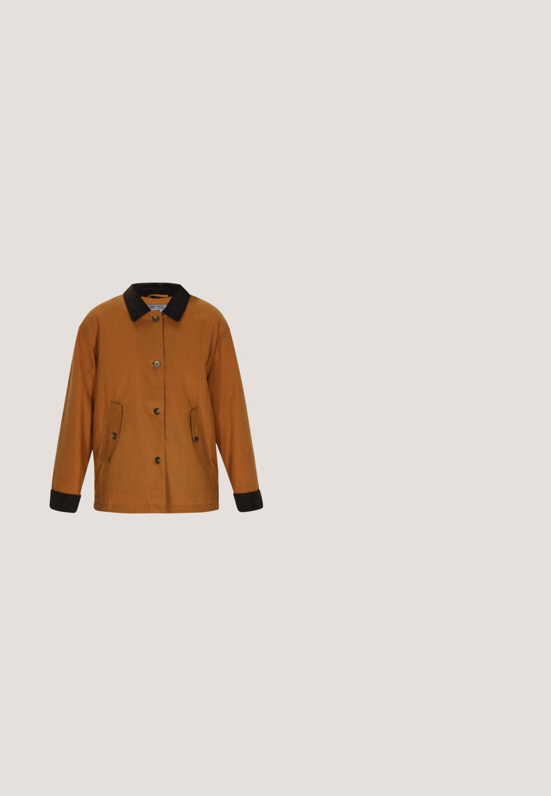 Bruine katoenen jas met een zwarte corduroy kraag, fronthaaksluiting en twee zijzakken. Lange mouwen met zwarte boorden, relaxed fit.; Bruine geribbelde top met korte mouwen, ronde hals en pofmouwen. Heeft een aansluitende pasvorm en een zachte textuur. Merkenlabel zichtbaar.; Bronzen cargobroek met een relaxte pasvorm, elastische tailleband en twee zijzakken. Soepele textuur, lichtgewicht stof en geen zichtbare patronen.; Bruine suède sneaker met witte leren strepen, rubberen zool, ronde neus en vetersluiting. Kenmerkt zich door een logo op de tong en geperforeerde accenten.; Pepe Jeans Schoudertas - tan brown; Goudkleurige gedraaide kettingketting met een karabijnhaak, met een verstelbare lengte voor een aanpasbare pasvorm.