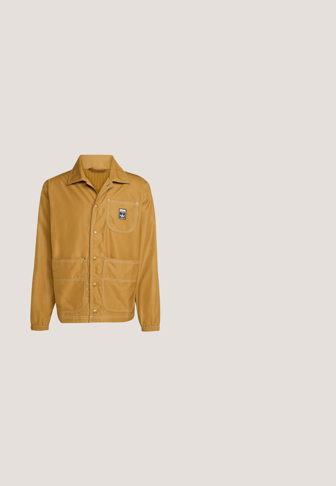 Leichte braune Jacke mit Druckknöpfen, drei Fronttaschen, elastischen Bündchen und Adidas-Logo-Patch auf der oberen linken Tasche.; Ärmelloses gelbes Baumwoll-T-Shirt mit rundem Ausschnitt. Verfügt über eine glatte Textur und ein schlichtes, gerades Design. Keine zusätzlichen Muster oder Hardware.; Dunkelblaue Denim-Shorts mit geradem Schnitt, normalem Bund und Metallknopfverschluss; mit kontrastierendem gelbem Nähen und Saum.; Gelber Gummiregenstiefel mit weißem Rand und Sohle, mit einem schwarzen Etikett mit weißem "AIGLE 1853"-Schriftzug auf der Oberseite.; Carrera VICTORY  - Sonnenbrille - black/yellow; Kleine hellbraune Leder-Crossbody-Tasche mit verstellbarem Riemen, Frontreißverschlusstasche und sich wiederholendem schwarzem MCM-Logo-Muster.