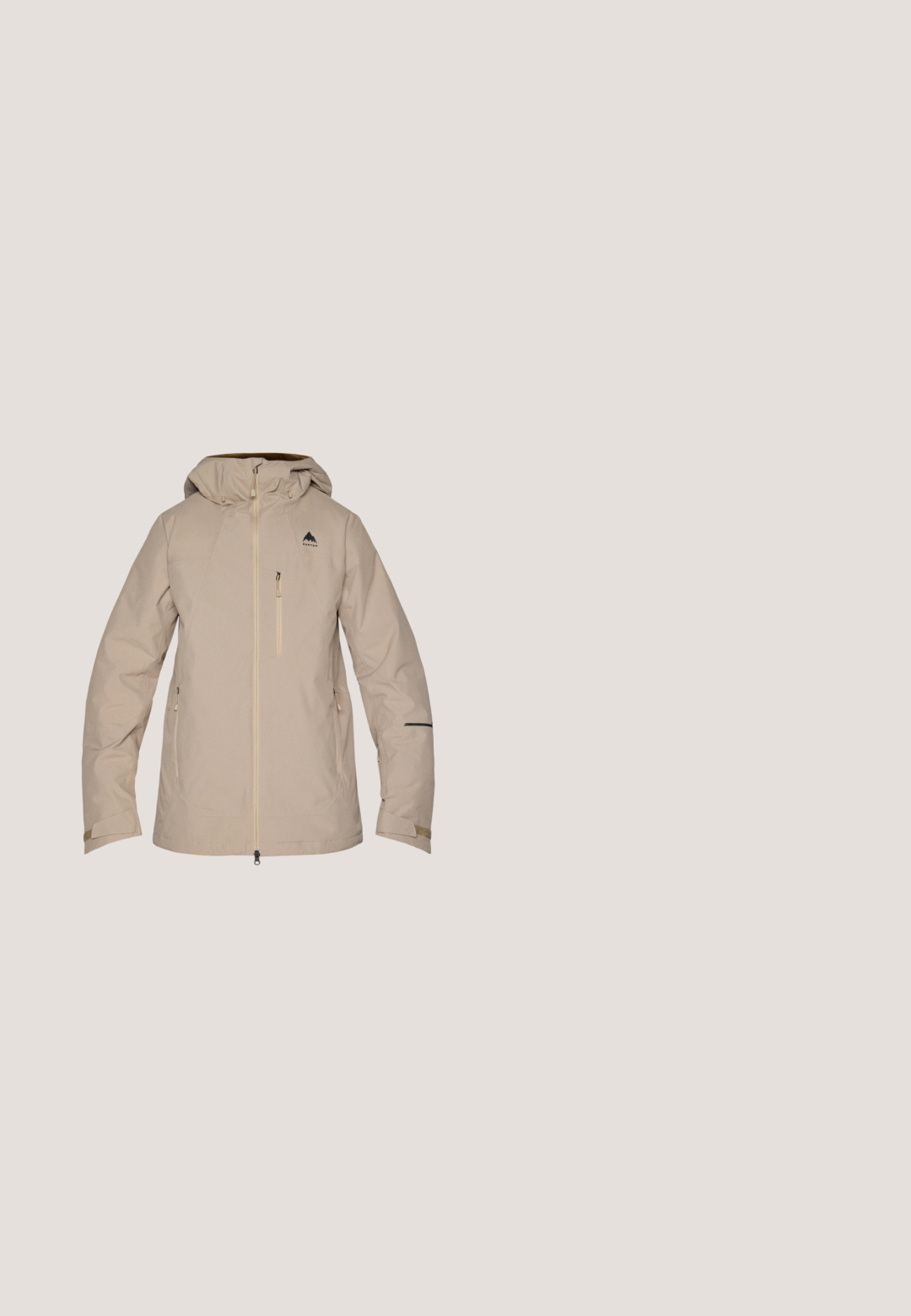 Veste imperméable beige avec capuche, fermeture éclair avant, poches latérales et un logo noir sur la poitrine gauche. Texture lisse et design épuré.; Pull polaire avec patte de boutonnage pressionnée, poche poitrine zippée, et motif nuage et arbre en gris, noir et crème.; Chemise à manches longues en coton blanc, encolure ronde, avec un accent noir au col. Texture lisse, ourlet droit, sans motifs ni embellissements.; Burton MENS RESERVE RELAXED PANTS - Pantalons de snowboard - gray cloud; Botte imperméable marron avec un col en fausse fourrure, une partie inférieure en caoutchouc et un design à lacets. Présente un logo Sorel et une surface texturée.; Armani Exchange Lunettes de soleil - black