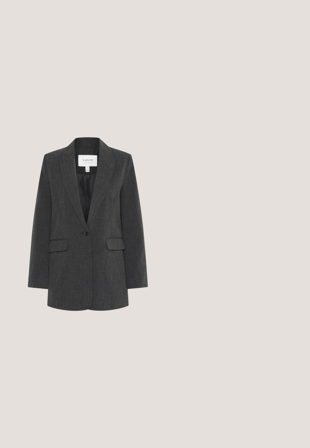 Blazer gris foncé à un bouton avec revers crantés, poches avant à rabat et doublure intérieure noire.; Chemise à manches courtes de couleur vert foncé avec un devant à boutons, deux poches poitrine et un col classique. Fabriquée en tissu léger avec une texture lisse.; Pantalons en lin gris avec une coupe décontractée, dotés d'une taille élastique, d'une fermeture à bouton et de poignets froncés ; deux poches avant visibles.; Baskets noires avec des rayures blanches en accent, en cuir texturé et en suède, à bout rond, et avec une semelle en caoutchouc épaisse et striée.; Sacoche noire en matériau lisse avec une forme arrondie, dotée d'une bandoulière amovible et d'éléments de design minimalistes.; Ania Haie Boucles d'oreilles - silberfarben