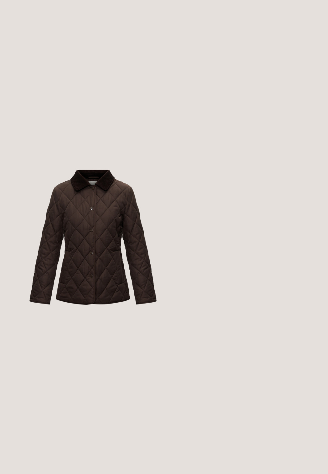 Donkerbruine doorgestikte jas met drukknopen, twee zijzakken en een contrasterende corduroy kraag, getoond op een effen achtergrond.; Beige lange mouw V-hals trui, zachte textuur, relaxte pasvorm, geribde manchetten en zoomdetails. Eenvoudig en veelzijdig ontwerp geschikt voor layering.; Heren hoge taille blauwe spijkerbroek met wijde pijpen, vooraan knoop en rits, en voor- en achterzakken.; Bruine geribbelde kniekousen gecombineerd met bruine suède Mary Jane-flats met een decoratieve strap en gesp, gedragen met een donkere jas.; ALDO EVIELILY - Handtas - brown; Delicate dubbel gelaagde gouden ketting met gelijkmatig verdeelde kleine witte pareltjes op een eenvoudige lichte achtergrond.