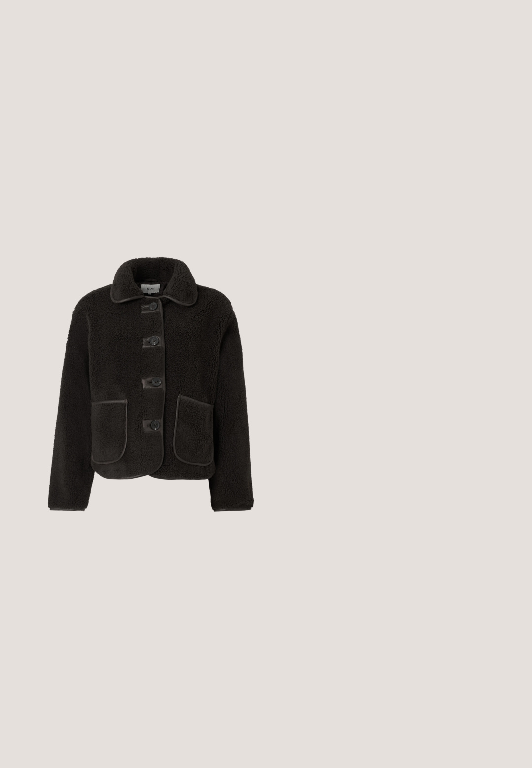 Veste en polaire noire avec un col rond, cinq boutons à l'avant et deux grandes poches à rabat ; bords supplémentaires en un matériau contrasté.; Pull en tricot rayé gris, crème et bordeaux. Dispose d'une texture côtelée, d'un col rond et de manches longues avec détails aux poignets.; Vero Moda Tall VMEVA PAPERBAG - Minijupe - black; Chaussures en cuir noir à lacets avec un bout arrondi, semelle plate-forme noire épaisse et texture striée. Comprend des œillets et une languette à l'arrière.; Sac à main rectangulaire de couleur crème avec bords arrondis, longues anses, fermeture éclair dorée et petit logo de marque doré à l'avant.; Collier en argent avec un pendentif en forme de papillon orné de petites pierres précieuses étincelantes. La chaîne est délicate et possède un fermoir en forme de homard.