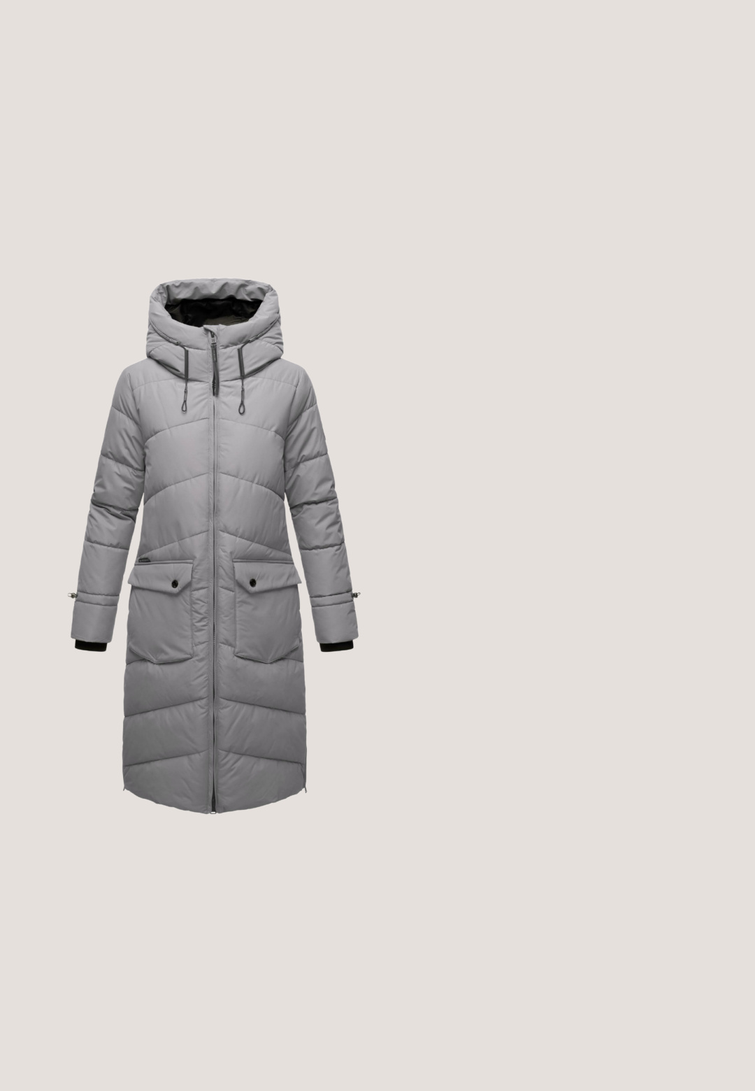 Grau gepolsterter Mantel mit Kapuze, Reißverschluss vorne und zwei Klappentaschen. Verfügt über Steppdetails und elastische Bündchen für zusätzlichen Wärme.; Grauer Cardigan aus weichem, texturiertem Material. Verfügt über einen Reißverschluss, einen runden Ausschnitt und zwei Fronttaschen.; Hellgraues, kurzärmeliges, geripptes T-Shirt mit Rundhalsausschnitt und kleinem schwarzem "Pepe Jeans"-Logo auf der linken Brust.; Graue Jogginghose aus weichem Stoff, mit Kordelzug an der Taille, geradem Bein und dezenten Nahtdetails.; Grauer Sportschuh mit einer Kombination aus Wildleder und Mesh, einem gepolsterten Kragen, Schnürverschluss und einer weißen Gummisohle mit Profil.; Gabor BENIRA  - Handtasche - metallic grey