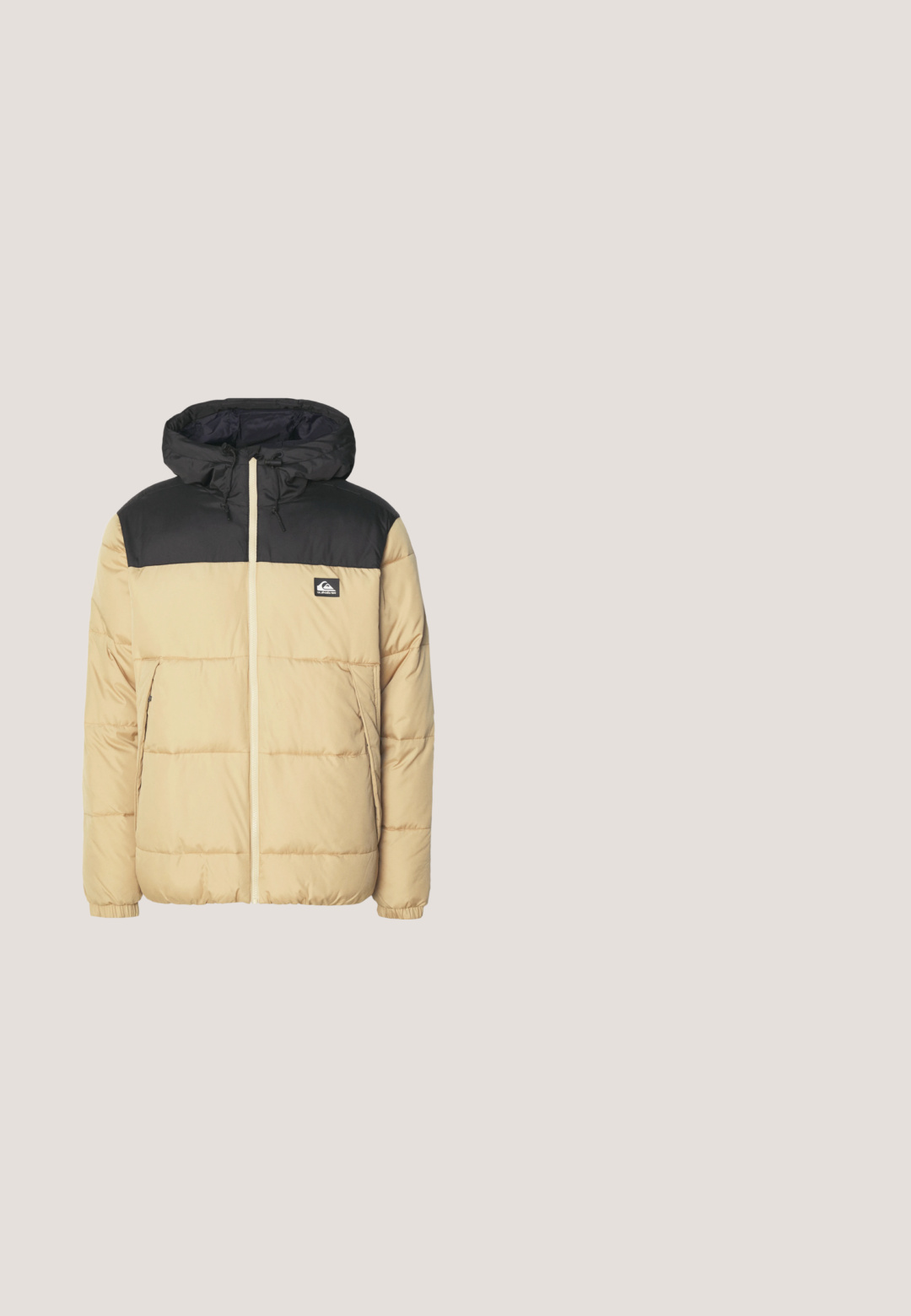 Vuorattu takki, jossa on beige vartalo ja mustat olkapäät. Varustettu hupulla, etuvetoketjulla ja sivutaskuilla. Pehmeä tekstuuri ja kaunis ommeltu kuvio.; Fleecepulloveri, jossa painonapillinen nepparikiinnitys, rintatasku vetoketjulla ja harmaa, musta, kerma pilvi- ja puukuvio.; Olivinvihreä puuvillainen t-paita pyöreällä kaula-aukolla, jossa edessä värikäs kanootin ja aaltojen graafinen kuvio. Lyhyet hihat, rento istuvuus.; Oliivinvihreät suorat housut, joissa on joustava vyötärönauha, etutaskut, napitus ja Columbian logo oikeassa taskussa.; Kahvin ja mustan nahkaisen nauhafikoksen, joka on varustettu harmaalla pehmustetulla kauluksella ja paksulla kellertävänvalkoisella pohjalla, sivuprofiilikuva valkoista taustaa vasten.; Vihreä viestintälaukkua, joka on valmistettu kestävästä kankaasta ja jossa on etuosa vetoketjullinen tasku, musta olkahihna ja vaHorizontal valkoinen korostushihna.