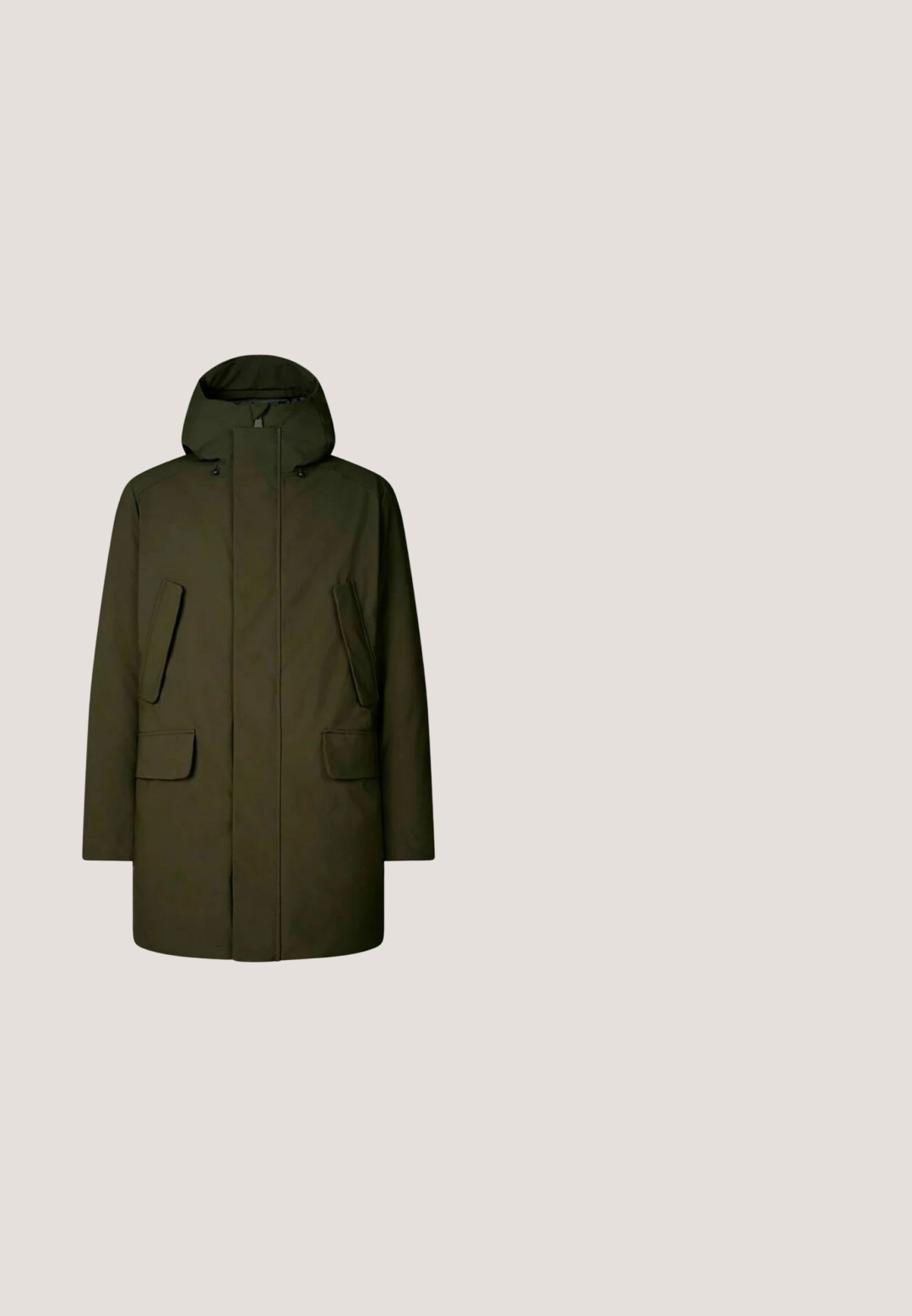Tela de verde oliva oscuro con una textura suave, que presenta un acabado mate y una coloración uniforme, adecuada para tapicería o accesorios.; Jersey de punto beige con texto verde en cursiva. Cuello y puños acanalados, corte relajado, con una textura suave.; Polo de color verde claro hecho de algodón. Cuenta con una tapeta de tres botones, cuello texturizado y mangas cortas con ribete de contraste.; Pantalones de pana verde oliva de pierna recta y cintura elástica, mostrados sobre un fondo blanco liso.; Zapatilla de corte bajo con paneles de ante en beige, verde oscuro y azul marino, cordones negros, cuello acolchado y media suela blanca con suela exterior texturizada.; Bolso cruzado de cuero marrón con una parte superior de tejido texturizado, bolsillo delantero con cremallera, tira ajustable y superficie lisa. Forma rectangular compacta.