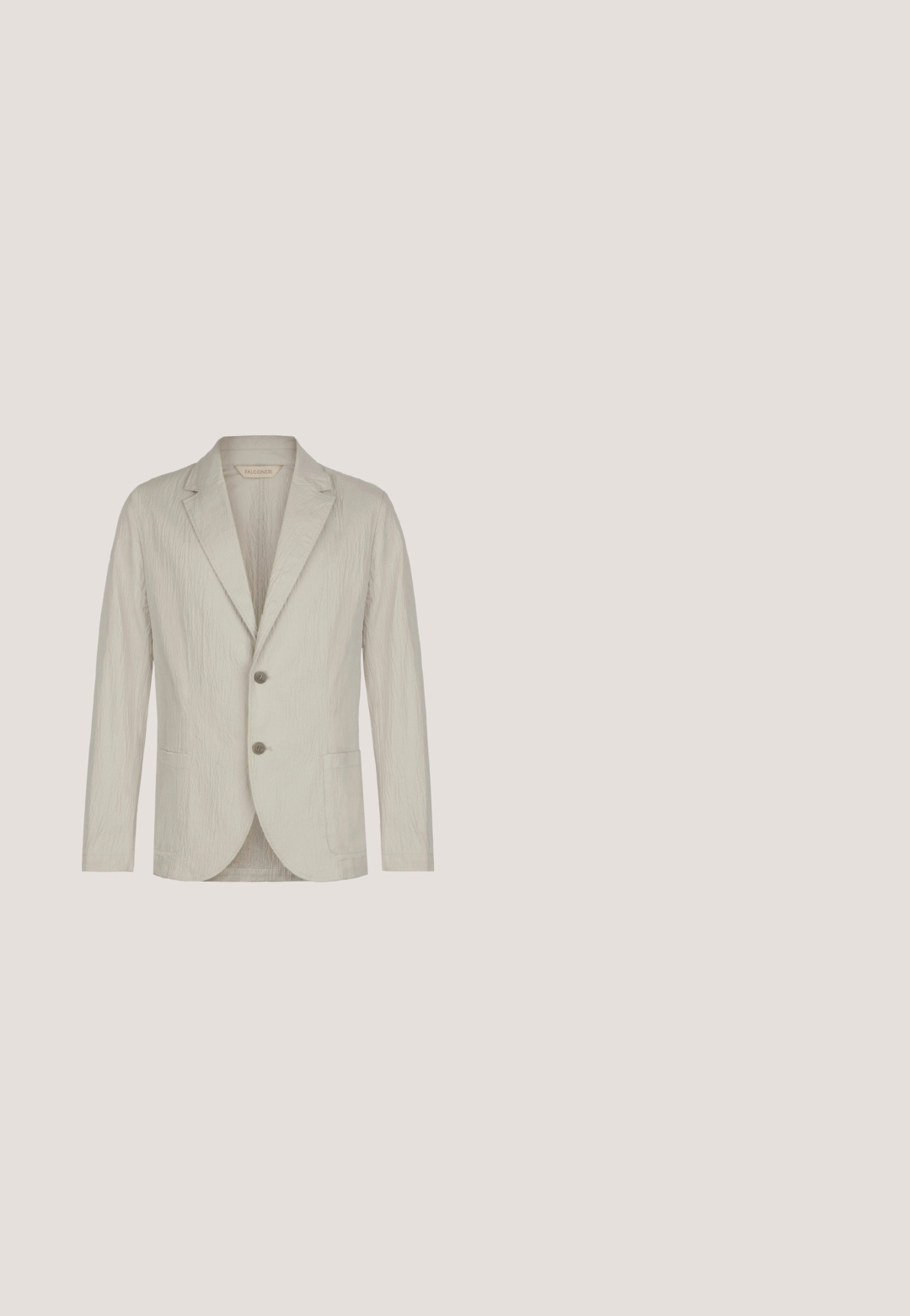 Beige lichtgewicht herenblazer met twee knopen, met inkeping rever en twee voorzakken, gestructureerde stof, Falconeri merklabel binnen de kraag.; Lichtroze langslijfshirt van gladde stof. Heeft een button-down kraag en zeven voorknopen met zilverkleurige accenten. Afgeronde zoom.; Bruine broek van een gestructureerde stof, met een rechtlopende pasvorm, een enkele knoopsluiting en een minimalistische stijl.; Donkerbruine suède plateau schoen met dikke, getextureerde zool en geweven vetersysteem bovenop, weergegeven in profiel tegen een effen lichte achtergrond.; Pier One Stropdas - light pink; Bruine gevlochten stoffen riem met donker leren uiteinden en een zilveren rechthoekige metalen gesp op een witte achtergrond.