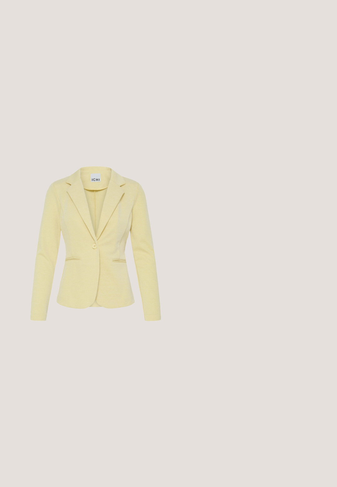 Lichtgele blazer met één knoop, met ingesneden revers en twee voorzakken met openingen, getailleerde pasvorm, lange mouwen en merklabel binnen in de kraag.; Geel mouwloos gebreid spencer met ronde halslijn en Saint-Tropez-label aan de binnenkant van de kraag.; Lichtgele jogger broek van zachte stof, met een elastische tailleband met trekkoord en zijzakken.; Gele suède sneaker met een afgeronde neus, vetersluiting aan de voorkant en rubberen zool. Kenmerkt zich door een gladde textuur en minimalistische designelementen.; usha Shopper - yellow; Geel glanzende hars bangle armband, gladde textuur, ronde vorm met een uniforme breedte, voorzien van een klein merklabel aan de binnenzijde.