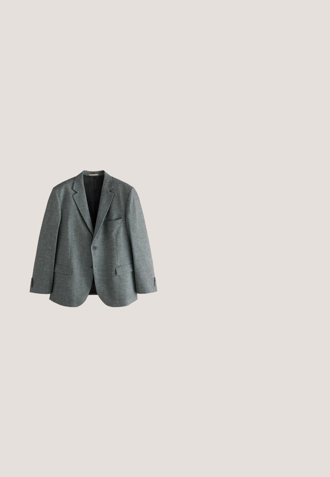 Grijze blazer met één knoop, zakkraag met inkeping, twee voorzakken met klep en een borstzak, afgebeeld tegen een witte achtergrond.; Witte langearmige shirt gemaakt van gladde stof, met een klassieke kraag, knopen aan de voorkant en manchetten met enkele knopen. Geen patronen of accenten.; Donkergrijze op maat gemaakte broek met zijzakken en knoopsluitbare verstelbare tailleband, smalle rechte pijp.; Henry Stevens WINSTON PD - Zakelijke veterschoenen - schwarz; Donkerpaarse stropdas van gladde stof, deels gestrikt met een eenvoudig, klassiek ontwerp op een witte achtergrond.; Zwarte leren riem met een zilveren rechthoekige gesp en een gegraveerd logo. Heeft een gladde textuur en een klassiek ontwerp.