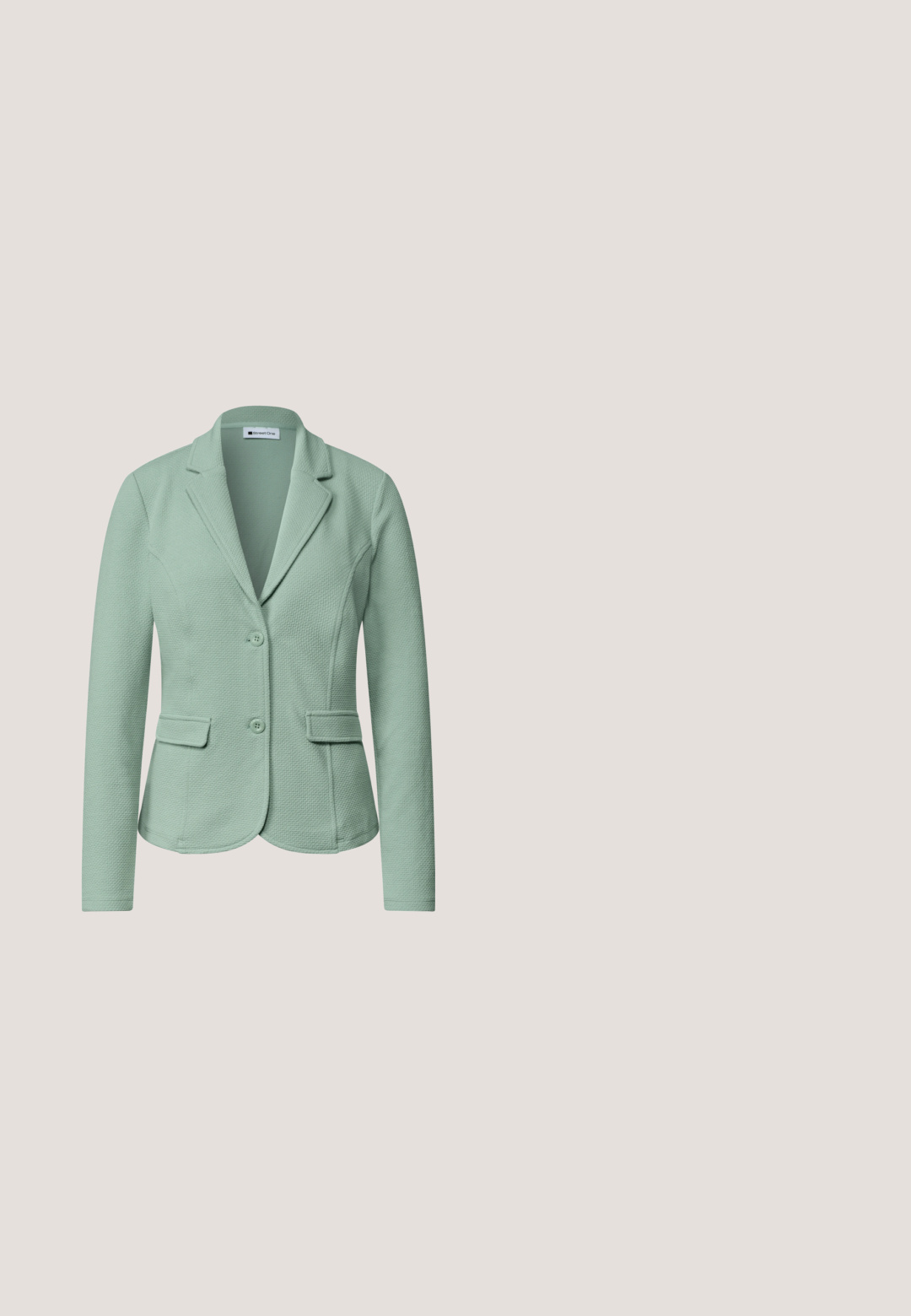 Hellgrüner, strukturierter Damenblazer mit Reverskragen, zwei Knöpfen und zwei vorderen Pattentaschen.; Hellblauer V-Ausschnitt-T-Shirt aus weichem Material. Mit kurzen Ärmeln und glatter Textur ohne sichtbare Muster oder Akzente.; Karierte Hose in Hellblau mit braunen Akzenten, glattes Material, schmal zulaufende Beine und ein Etikett am Bund. Besitzt zwei vordere Taschen.; Hellbeige Sneaker mit minzgrünen Akzenten, Obermaterial aus strukturiertem Stoff, perforierten Details und einer Laufsohle aus Gummigerbsen.; Victoria Hyde LUNA - Umhängetasche - grün; Elli CLASSIC LOOK - Halskette - gold-coloured
