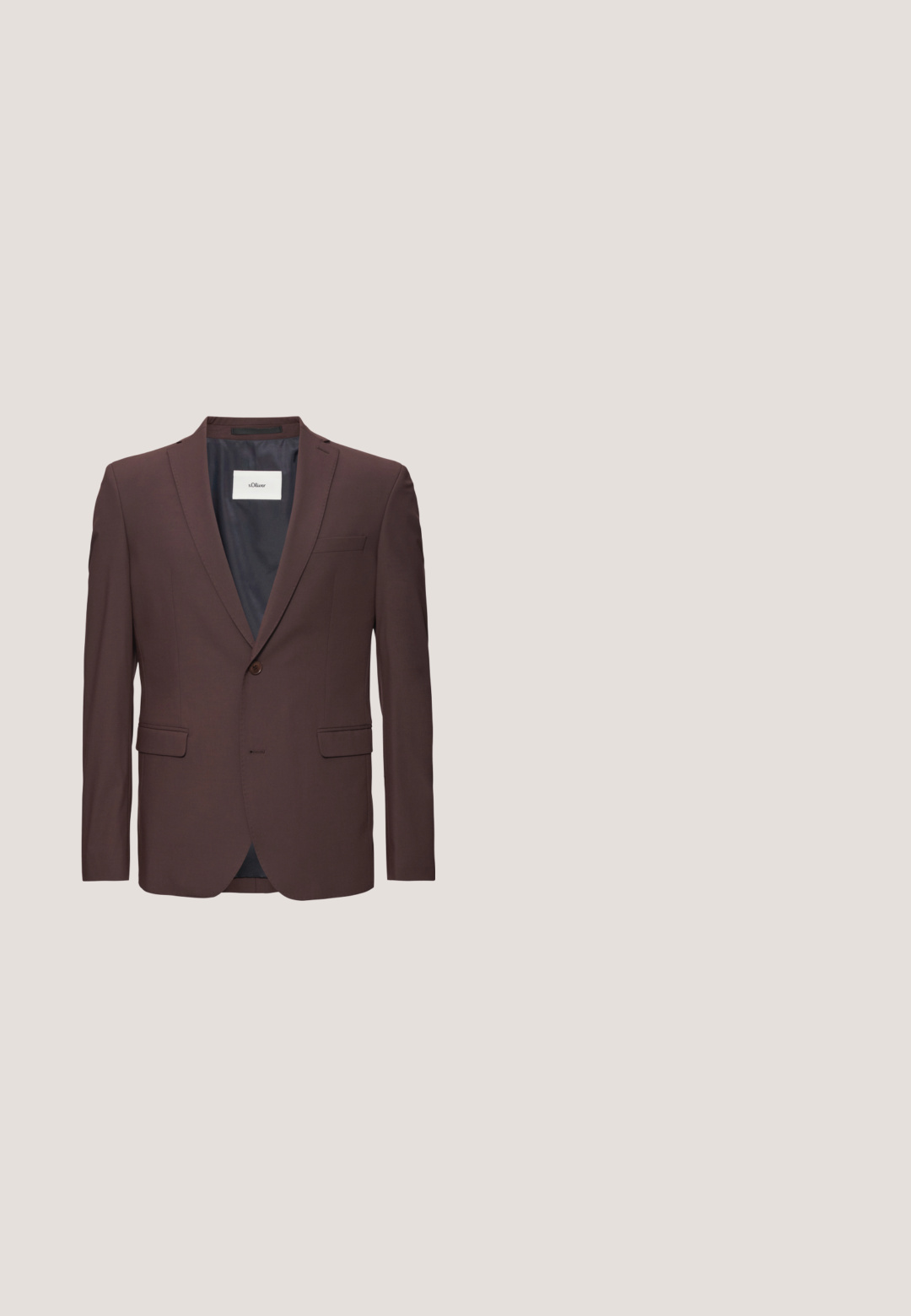 Brauner Blazer mit einem einzigen Knopf, Reverskragen und zwei vorderen Taschen. Das Innenfutter besteht aus einem dunkelblauen Stoff und enthält ein kleines Etikett.; Dunkelbraunes Herrenhemd mit langen Ärmeln, Knopfleiste, spitzem Kragen und geknöpften Manschetten, präsentiert vor weißem Hintergrund.; Braune maßgeschneiderte Hose mit flachem Frontdesign, Gürtelschlaufen und einem einzigen Knopfverschluss. Hergestellt aus einem glatten Stoff mit geradem Bein.; ALDO PAXLEY FLEX - Business-Schnürer - dark brown; Braune Leder-Laptoptasche mit doppelten Griffen, abnehmbarem Schultergurt und Hauptfach mit Reißverschluss. Verfügt über eine Vordertasche und eine glatte Textur.; Brauner Ledergürtel, zusammengerollt mit einer rechteckigen silbernen Schnalle, die die Buchstaben "cK" ausgeschnitten hat.