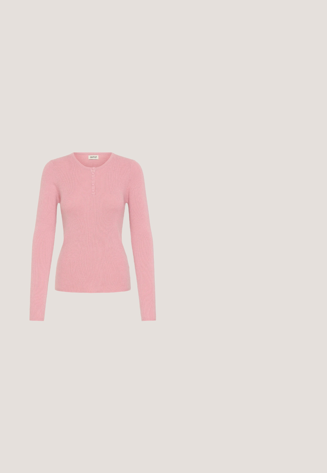 Roze geribde sweater met lange mouwen, voorzien van een henley-halslijn en een placket met vier knopen. De zachte textuur en de aansluitende pasvorm benadrukken de vorm van het kledingstuk.; Roze corduroy overhemdjack met lange mouwen, twee borstzakken en bruin knopen. Heeft een klassieke kraag en een gestructureerde ribstof.; Lichtroze sweatpants met een trekkoord in de taille, voorzien van twee zijzakken en een taps toelopende pijpdesign. Glad textuur en casual pasvorm.; Roze en bordeaux suède sneaker met mesh accenten, beige details en contrasterende veters. Voorzien van een opvallend "N"-logo aan de zijkant en een gestructureerde tussenzool.; Roze leren schoudertas met zilveren ritsen en afneembare lange riem opgerold naast de tas op een witte achtergrond.; Lucardi COIN - Ketting - gold-coloured