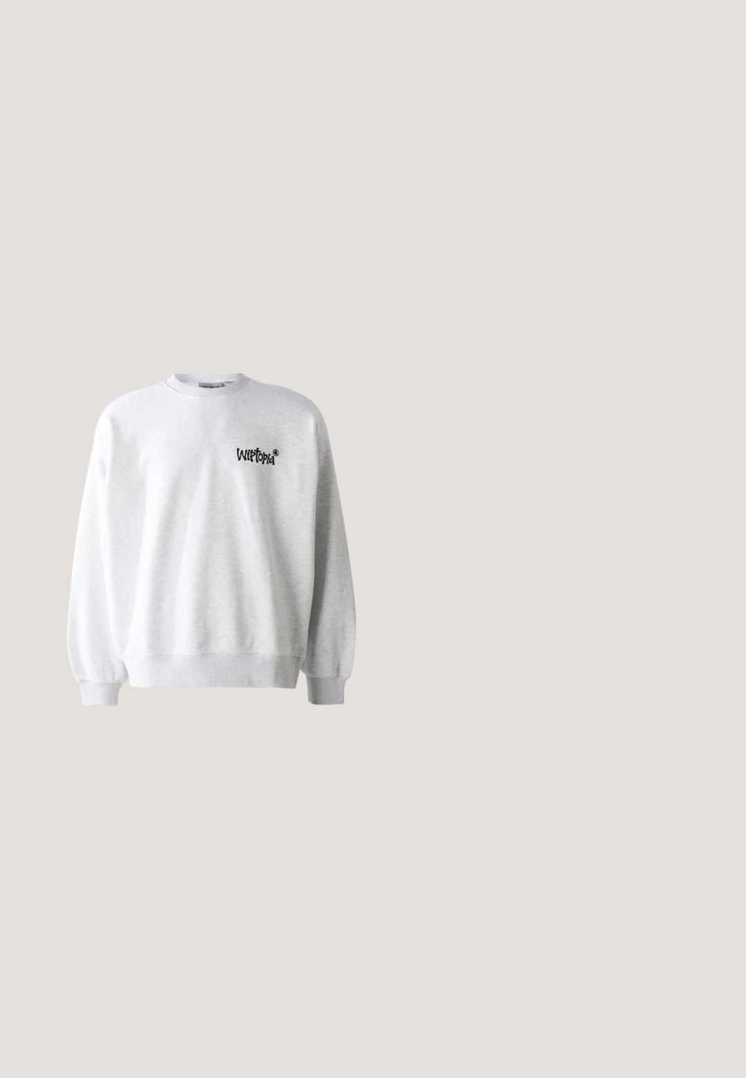 Sudadera gris claro con cuello redondo, puños y dobladillo acanalados. Presenta el logo negro "Wittopia" en la zona izquierda del pecho. Textura suave.; Camisa de manga corta azul claro hecha de una tela suave, con un diseño de botones y un pequeño logo blanco de Nike en el pecho.; Pantalones cortos hasta la rodilla con rayas verticales azules y blancas, con bolsillos delanteros y cierre de botón sobre un fondo liso.; Zapatilla deportiva gris y azul con suela blanca y logotipo negro de Nike swoosh vista de perfil sobre un fondo claro y liso.; Bolsa tote de tela suave de color azul brillante con una correa de hombro de cuerda negra y blanca sobre un fondo claro liso.; Collar de perlas blancas con forma redonda uniforme, superficie suave y cierre de metal con cadena de extensión para longitud ajustable.