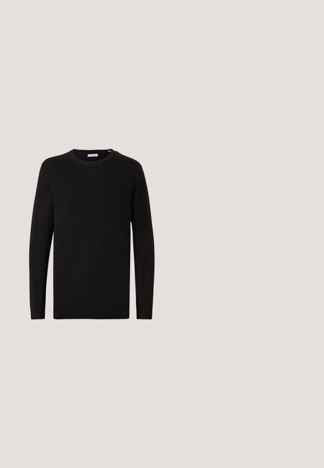 Schwarzer Rundhalsausschnitt-Pullover, lange Ärmel, gestrickter Stoff, gerippte Bündchen und Saum, minimalistisches Design, glatte Textur, keine sichtbaren Muster.; Samsøe Samsøe SALUAN  - Hemd - aster cappuccino; Hollister Co. HERMOSA - Jeans Relaxed Fit - dark blue; Braun-schlangenbedruckte Sneaker mit glatter Textur, schwarzen Akzenten und cremefarbenen Schnürsenkeln; Gummisohle mit strukturiertem Profil.; Schwarze rechteckige Sonnenbrille mit hellbraunen Gläsern, die über ein dickes Gestell, eine eckige Form und subtile goldene Akzente an den Bügeln verfügt.; Schwarze Nylon-Umhängetasche mit verstellbarem Riemen, flachem Design und seitlichem Etikett mit Logo. Glatte Textur und minimalistischer Stil.