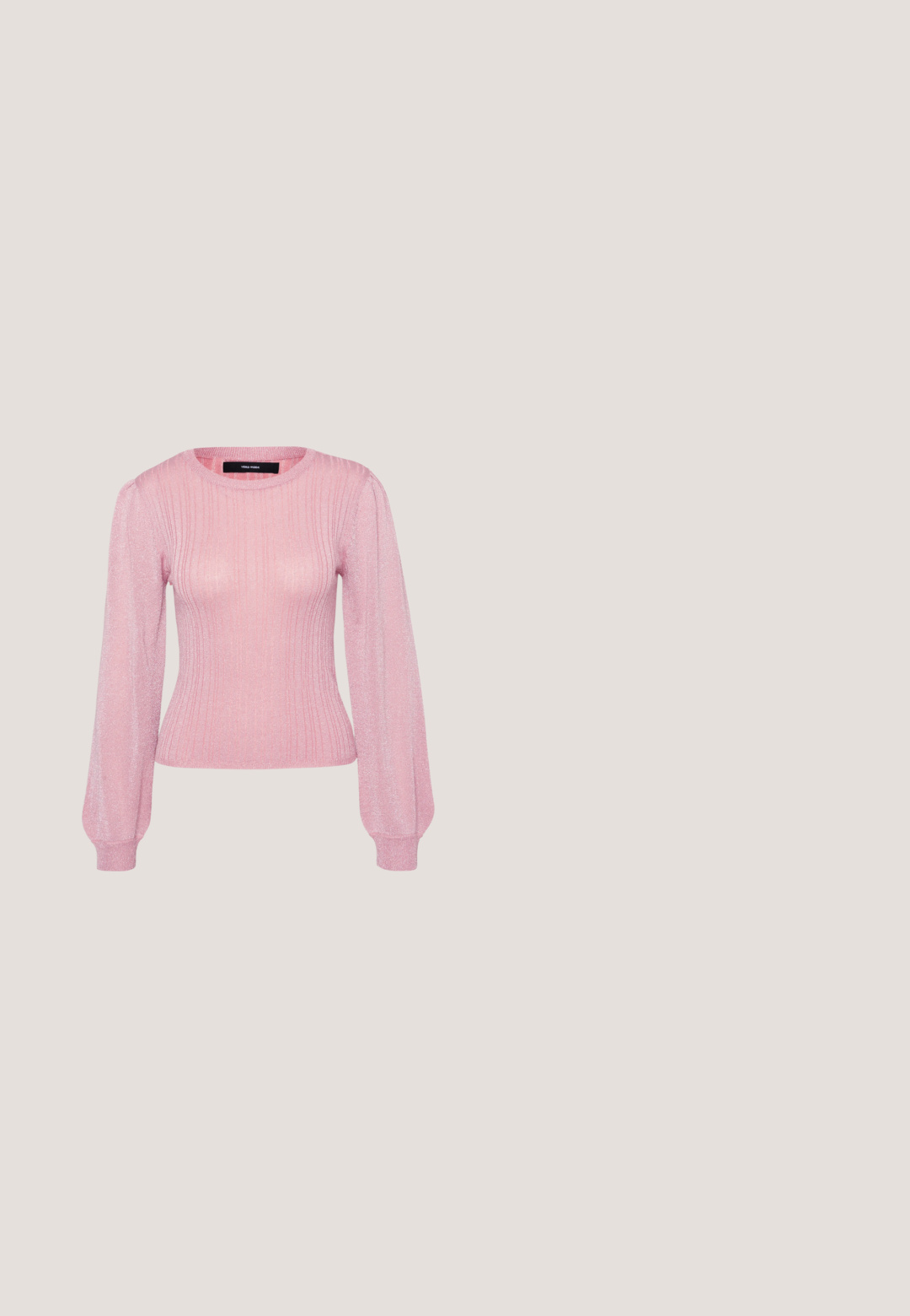 Vero Moda Petite VMTALIA O NECK - Strickpullover - rose elegance/silver-coloured; Kurze, hellbeige Jacke mit Kragen, langen Ärmeln, zwei Brusttaschen und einer strukturierten Stoffoberfläche.; Hellrosa, locker sitzende Hose mit elastischem Bund und Kordelzug, gerade Beine, aus weichem Stoff, vor einfarbigem Hintergrund gezeigt.; Weißer Sneaker mit pastellfarbenen Akzenten in Gelb, Rosa und Blau. Glattes Leder und Wildleder Materialien. Dicke weiße Gummisohle mit strukturiertem Profil.; Kleine lavendelfarbene Lederhandtasche mit kurzem Riemen und abnehmbarem, längeren verstellbaren Riemen, geschwungener Silhouette und Reißverschluss oben.; Silberne Creolen mit goldfarbenen runden Akzenten und einem ausgeschnittenen Muster, das eine polierte Oberfläche und ein elegantes, modernes Design präsentiert.