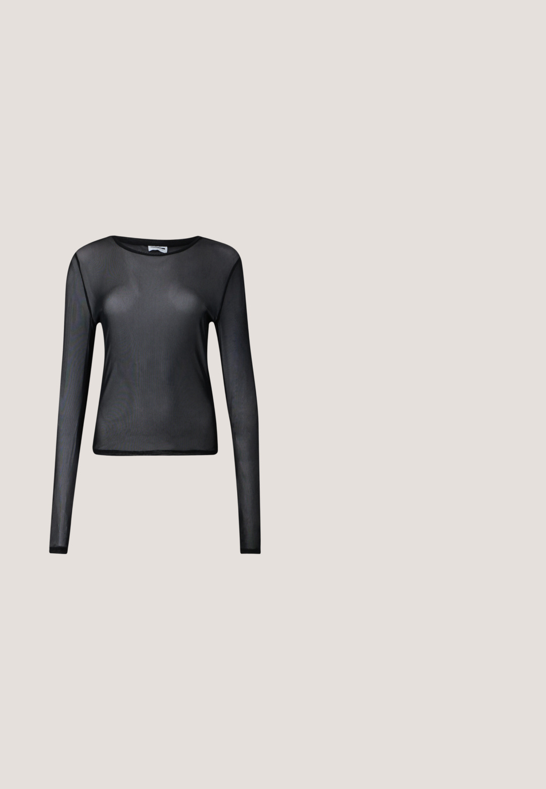 Sort, langærmet, gennemsigtig mesh-top med rund hals og tætsiddende silhuet vist på ensfarvet baggrund.; Vero Moda Tall VMDONNA - Bukser - black; Sorte læder ankelstøvler med en tyk, ribbet sål, lynlås på siden og en løkke bagpå. Glat tekstur og minimalistisk design.; Sort clutch i laklæder med nitteaccenter, kæderem, klaplås og præget vinge-detalje foran, glat tekstur, rektangulær form.; Sølvmetal kædearmbånd med store, glatte led og en simpel toggle-lukning. Har skinnende, reflekterende overflader og åben linkdesign.; Hvid naglebælte med sølvfarvet spænde, der har blomsterindlægninger, pyntet med flere rhinsten langs remmen for ekstra detalje.