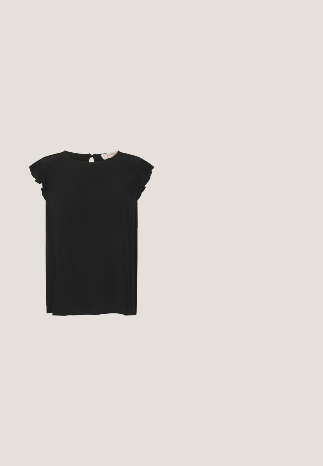 ONLY ONLKAJSA FRILL - Printtipaita - BLACK; Mustat leveälahkeiset housut, jotka on valmistettu kevyestä kankaasta. Niissä on sileä pinta, edessä nappikiinnitys ja sivutaskut.; Anna Field Sandaalit nilkkaremmillä - black; Mustat suorakulmaiset aurinkolasit tummilla tummennetuilla linsseillä, paksu muovikehys ja leveät tempurit. Sileä pinta ja kulmikas muotoilu.; Musta rakenne käsilaukku, joka on valmistettu nahasta, jossa on yläkahva, irrotettava olkahihna ja etupuolella läppäyksikkö. Kulta koristeet.; Hopeakylmä korvakorut, joissa on kaksi lomittain olevaa ympyrää, yksi suurempi ja yksi pienempi, harjatulla pinnalla ja työntökiinnityksillä.