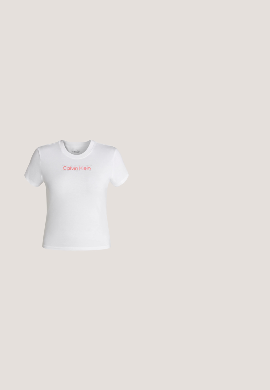 Hvid kortærmet cropped t-shirt med rund hals, der har "Calvin Klein" logo i rødt og svag "SPORT" tekst ovenover på brystet.; Sorte shorts med elastisk talje og Calvin Klein-logo nederst på højre ben, vist mod en hvid baggrund.; Sorte kanvas sneakers med en hvid gummisål, rund tå og "CK"-logo på siden. Snørebåndsdesign for sikker pasform.; Sorte firkantede solbriller med gradient grå linser. Blank ramme med rene linjer. Sølvlogo-aksecent på stængerne.; Sort rektangulær håndtaske med hvid kant, sølv lynlås, enkelt sort skulderrem og hvidt "cK" logo foran i midten.; Par af skinnende guldfarvede hoop-øreringe med snoet, flettet design på en enkel hvid baggrund.