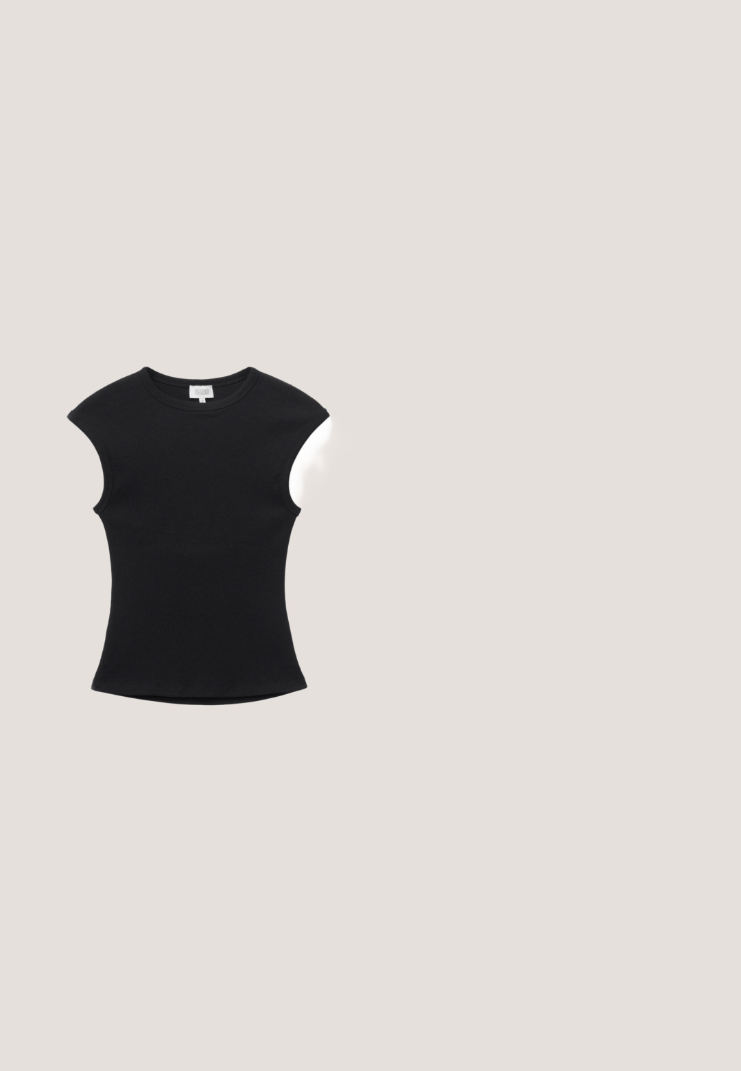 Zwart nauwsluitend mouwloos geribbeld gebreid topje met een ronde halslijn en licht rekbare stof.; Zwarte maxi rok van glad, lichtgewicht stof. Heeft een rechte silhouet met een elastische tailleband en geen zichtbare patronen of versieringen.; Zwarte slingback platte schoen met puntige neus, mesh bovenwerk, verstelbare gespsluiting en lage gestapelde hak op witte achtergrond.; Zwarte cat-eye zonnebril met een glanzende afwerking, gradient lenzen, brede montuur en gegraveerd "MaxMara" logo aan de zijkant.; Zwarte leren schoudertas met een gebogen vorm, ritsluiting en goudkleurige hardware. Heeft een logo aan de voorkant en een slanke schouderband.; Zilveren druppeloorbellen met gladde, ronde, reflecterende oppervlakken die hangen aan klapring-sluitingen. Achtergrond is puur wit.