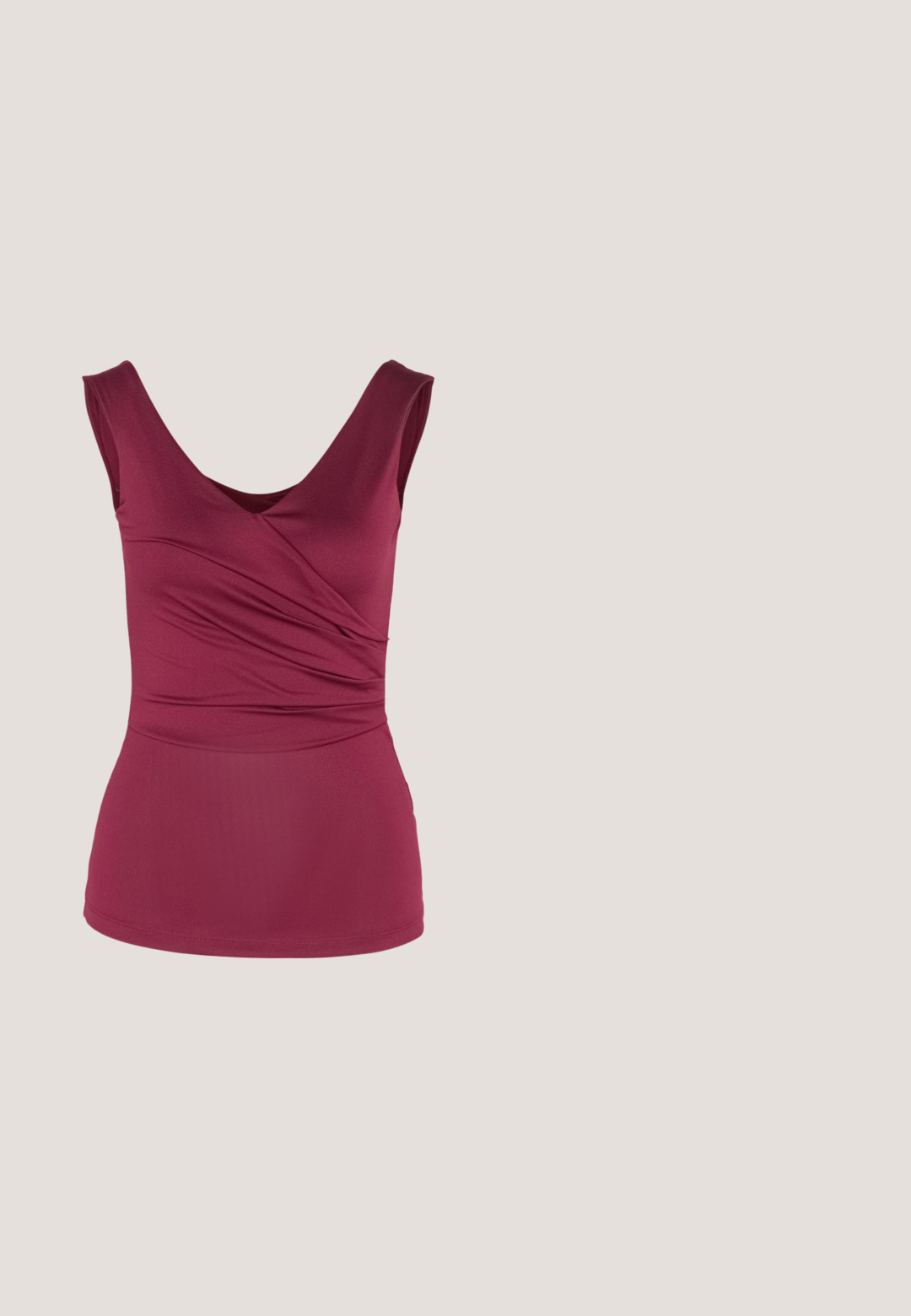 Anna Field by Zalando Débardeur - dark red; Pantalons larges bourgogne en tissu texturé, avec une taille à cordon de serrage et des plis verticaux pour plus de détails.; Sandale compensée bordeaux brillante pour femme avec bride d’orteil et talon angulaire, vue de profil sur fond blanc.; Lunettes de soleil rondes teinte brun avec une monture bordeaux brillante. Branches fines avec un détail de marque subtil. Design de verres plats.; Grand sac à main triangulaire en cuir avec de larges rayures diagonales marron foncé, bordeaux et crème sur un fond uni.; Zign by Zalando Bracelet - silver-coloured