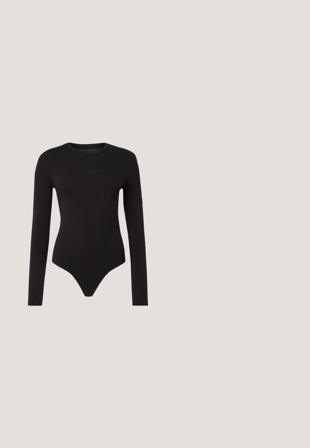 Sort langærmet bodysuit lavet af blødt stof, med rund hals og en struktureret "Guess Jeans" logo på forsiden.; Højtaljede sorte faux læder leggings med en glat, skinnende tekstur, sidesømme og lynlåse ved anklerne for en tætsiddende silhuet.; Sorte slingback-sko med spids tå, lavet af glat materiale, med en lille hæl og en dekorativ sølvaccent på vamps.; Sorte rektangulære solbriller med gradientlinser, klare sidearme med logoakcenter og en tykk rammedesign.; Grå skuldertaske i laklæder med en buet form, sort kant og en sølvfarvet logoplade foran. Justerbar rem for alsidig brug.; Guess STYLISH  - Øreringe - silver-coloured