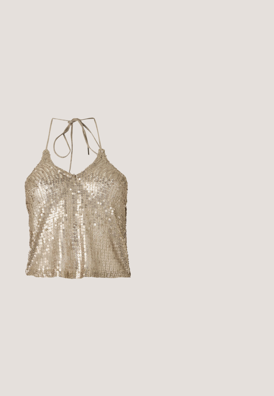 Guld paliet halter-top med V-hals, justerbare bånd og struktureret overflade. Har en løs pasform og skinnende, refleksive palietter over det hele.; Sølvfarvet, kunstlæder nederdel med et tekstureret krokodillemønster, der har to blå knapdetaljer og en tætsiddende pasform.; LAMODA POWER TRIP CHUNKY PLATFORM - Pumps - pink; Ovale briller med en metallisk sølvramme, klare linser og strukturerede perleaccentede stænger. Letvægtsdesign med buede arme.; Lille sølvhåndtaske med top håndtag, kæderem og dekorativ sløjfe med rhinsten på frontklappen.; Rullet bælte i turkis ruskind med en rektangulær sølvspænde dekoreret med turkise og hvide perler på en hvid baggrund.