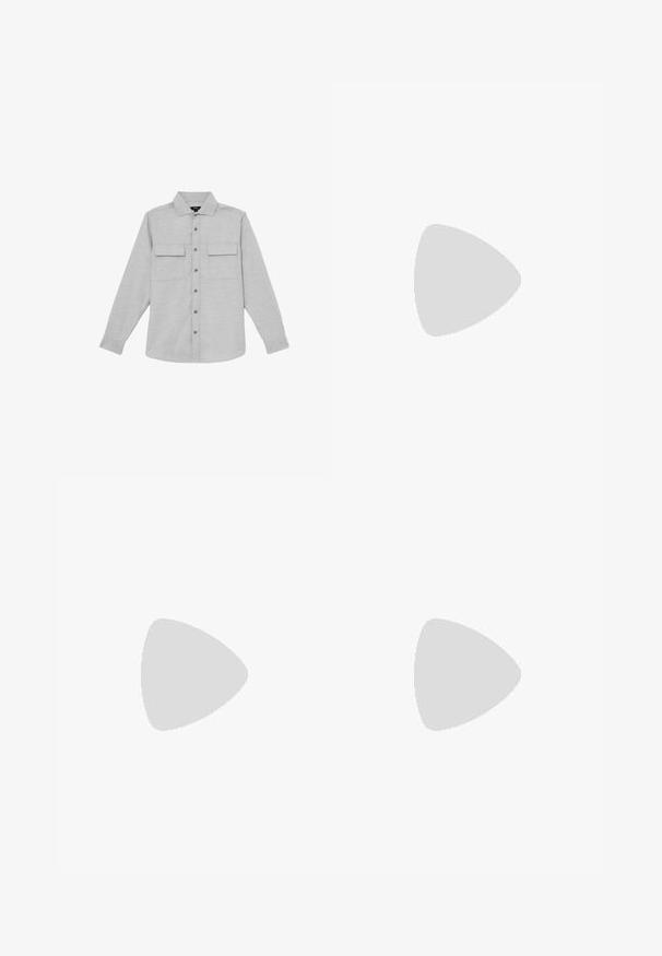 Lichtgrijs overhemd met lange mouwen, knopen, kraag en twee borstzakken met klep.; Donkergrijze katoenen T-shirt met een ronde hals, korte mouwen en een relaxte pasvorm. Bevat een klein logo nabij de onderrand. Gladde textuur.; Rechtoe-rechtaan mannenjeans in vervaagd zwart denim met knoop- en ritssluiting, voor- en achterzakken, en riemlussen.; Reiss REGULAR FIT - LUCA TUMBLED - Sneakers laag - white
