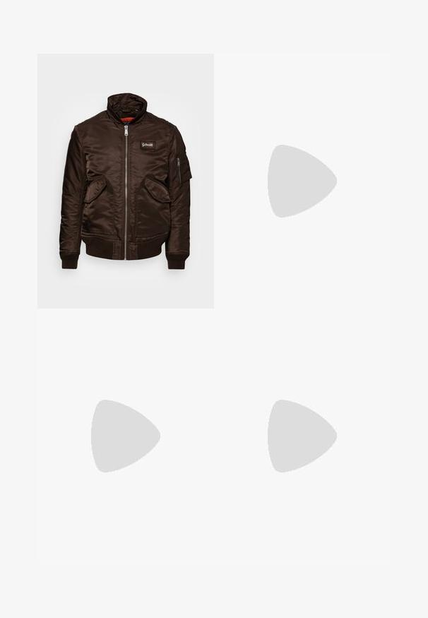Schott Blouson Bomber - dark brown; T-shirt blanc à manches courtes en coton avec un col rond, présentant une texture lisse et un design simple, sans motifs ni accents.; Pantalon cargo beige avec poignets élastiques, poches à rabat sur les cuisses, poches latérales, et une fermeture à bouton à la taille.; Baskets blanches avec des accents noirs et gris, présentant un embout texturé gris, une semelle en caoutchouc noir et des lacets plats blancs. Design épuré, style minimaliste.