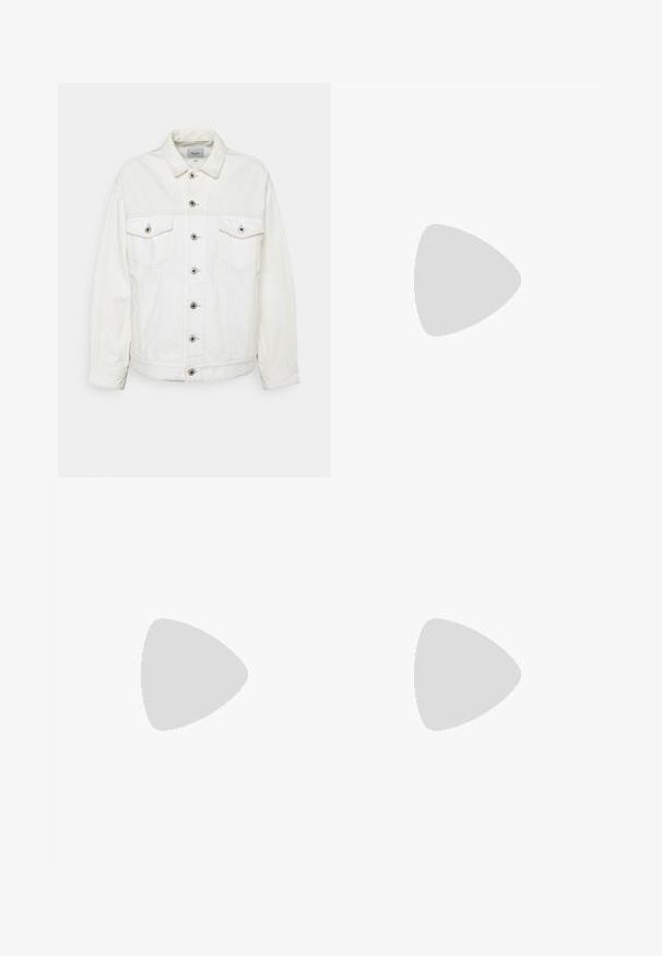 Chaqueta de mezclilla blanca con un cuello clásico, cierre frontal de botones, dos bolsillos en el pecho y detalles de costura sutil. Puños ajustables y corte recto.; Camiseta de algodón amarilla con un diseño divertido que presenta contornos florales azules y texto, incluyendo "SÍ PUEDO" y "¿puedo?" en diversas ubicaciones.; ONLY ONLROBYN DESTROY - Vaqueros boyfriend - light blue dnm; Zapatillas de plataforma blancas con parte superior de cuero suave, cuello acolchado, suela de goma gris y detalles dorados que presentan el logo de Puma.