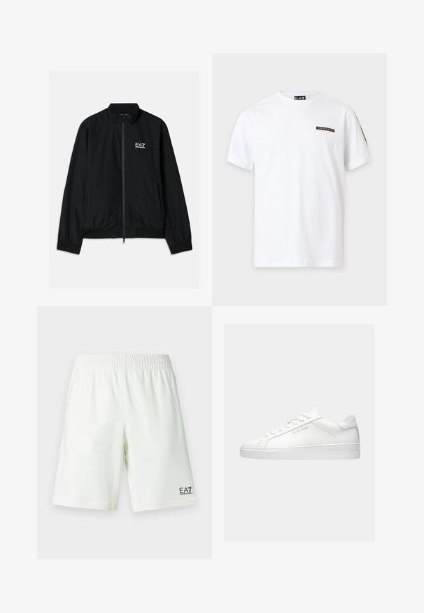 Μαύρο bomber jacket με ψηλό γιακά, φερμουάρ μπροστά, ελαστικούς καρπούς και στρίφωμα. Διαθέτει λευκό λογότυπο EA7 στο αριστερό στήθος και δύο πλαϊνές τσέπες.; Λευκό μπλουζάκι με κοντά μανίκια με μικρό λογότυπο EA7 Emporio Armani στο αριστερό στήθος και ένα ετικέτα με την εμπορική επωνυμία μέσα στο γιακά.; Άσπρο σορτς με ελαστική μέση και το λογότυπο EA7 Emporio Armani σε μαύρο στο κάτω δεξί πόδι.; Filling Pieces TIEBREAK CORE UNISEX - Αθλητικά παπούτσια - white