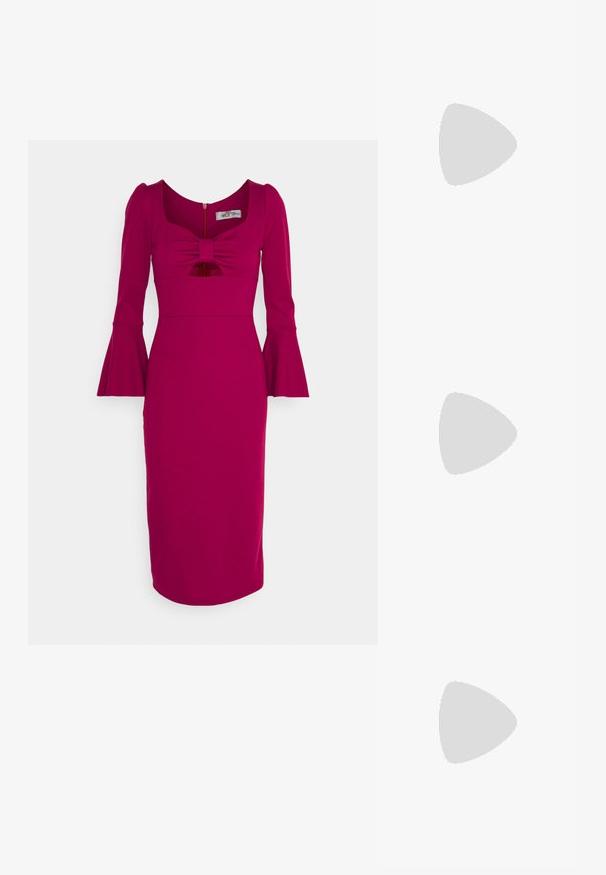 WAL G TALL MAVE FLARE  - Jerseykjole - purple; Anna Field by Zalando Højhælede støvler - red; Sort spandtaske i krokodillepræget læder med enkelt skulderrem og lille sølvfarvet mærkelogo foran nederst i midten.; sweet deluxe EARRING - Øreringe - silver-coloured