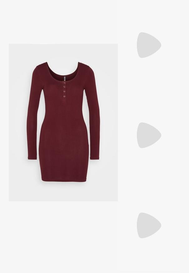 Pieces PCKITTI DRESS - Džersejové šaty - tawny port; Čierna vysoká obuv s bielymi šnúrkami, textilný materiál, smotanová platformová podrážka a blocová päta. Obsahuje biele švy a gumový špičkový kryt.; Čierna textilná ramenná taška s mäkkým štruktúrovaným povrchom, zaobleným tvarom a jedným popruhom. Minimalistický dizajn bez viditeľného hardvéru alebo akcentov.; sweet deluxe EARRING - Náušnice - silver-coloured
