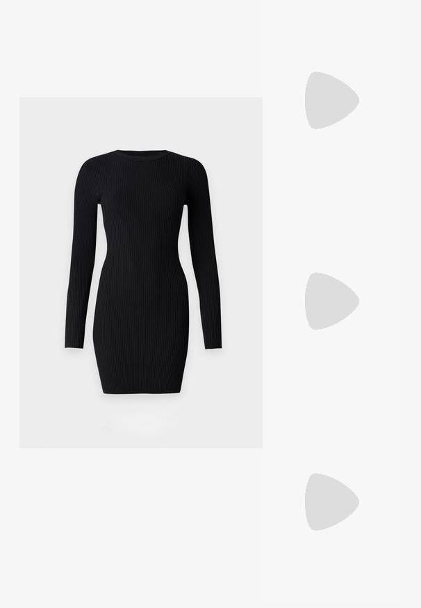 Good American VIRGO MINI DRESS - Φόρεμα σε ίσια γραμμή - black; Καφέ δερμάτινα καουμπόικα παπούτσια με κέντημα φλόγας, πλαϊνό φερμουάρ, ασημένια καρφιά, μυτερή μύτη και ψηλό τακούνι.; Even&Odd H24462 - Τσάντα χειρός - black; Χρυσά σκουλαρίκια σε σχήμα ημισέληνου με λεία επιφάνεια, που διαθέτουν πορτοκαλί λεπτομέρειες κοντά στον κρίκο και ασημένια εξαρτήματα.