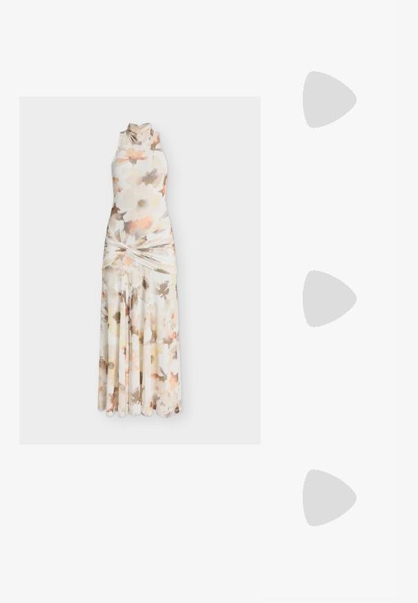 Bardot LEANNA - Ένδυση για ειδικές περιστάσεις - ivory floral; Γυναικεία μαύρη δερμάτινη σάνδαλα με λεπτές τιράντες, λουράκι για τα δάχτυλα, αγκράφα στον αστράγαλο και μεσαίου ύψους τακούνι στιλέτο σε ουδέτερο φόντο.; Μαύρη σατέν τσάντα με στρογγυλό σχήμα, χειρολαβή στην κορυφή και χρυσό κούμπωμα. Λείο υλικό με μινιμαλιστικό σχέδιο.; Ασημένια μεταλλικά σκουλαρίκια αυτιών με απλή, στρογγυλή σχεδίαση που μοιάζει με σταγόνα, διαθέτοντας μια ανακλαστική επιφάνεια και αδιάσπαστη φινίρισμα.