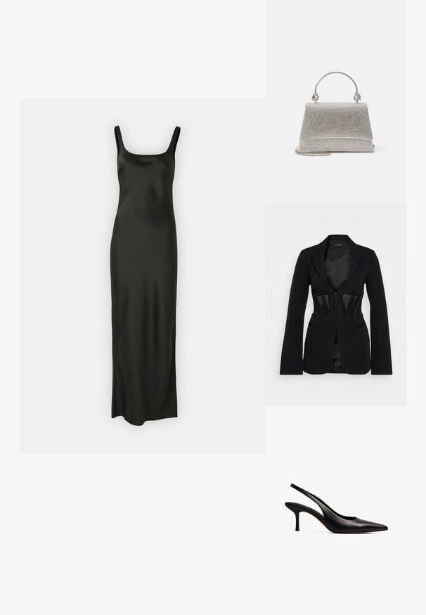 Even&Odd by Zalando Blazer - black; Samsøe Samsøe SUNNA DRESS - Maxikjoler - black; NA-KD Pumps - black; ALDO FELISIA - Håndtasker - silver-coloured