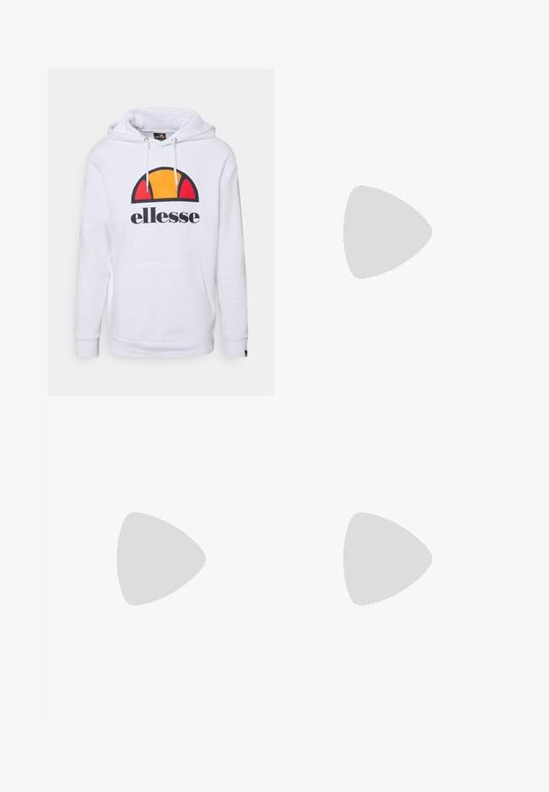Sudadera blanca con un bolsillo canguro, presenta un logo multicolor en rojo, amarillo y negro en el pecho, y cuerdas ajustables en la capucha.; Camisa de algodón roja con cuello redondo, mangas cortas y un pequeño logo negro en el lado izquierdo del pecho y en la manga. Tejido de color sólido y suave.; Pantalones cortos deportivos negros hechos de una tela suave, con un cordón blanco y un gran logo blanco y naranja en el lado izquierdo.; Zapatilla de cuero blanca con un acabado texturizado, logo negro y acento naranja. Presenta cordones blancos y una suela de goma.