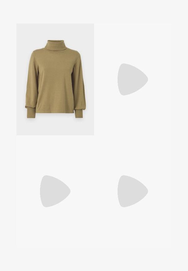 VILA VIAMANDA TURTLE NECK  - Striktrøje - gothic olive; Beige langærmet top med mørkebrune vandrette striber, med rund halsudskæring og blød tekstur. Enkel og alsidig design.; Sort, lang, strikket nederdel med en sideslids. Har en strækbar talje og en glat tekstur. Enkel, tætsiddende design. Ingen synlige mønstre eller detaljer.; Even&Odd Høje støvler/ Støvler - black