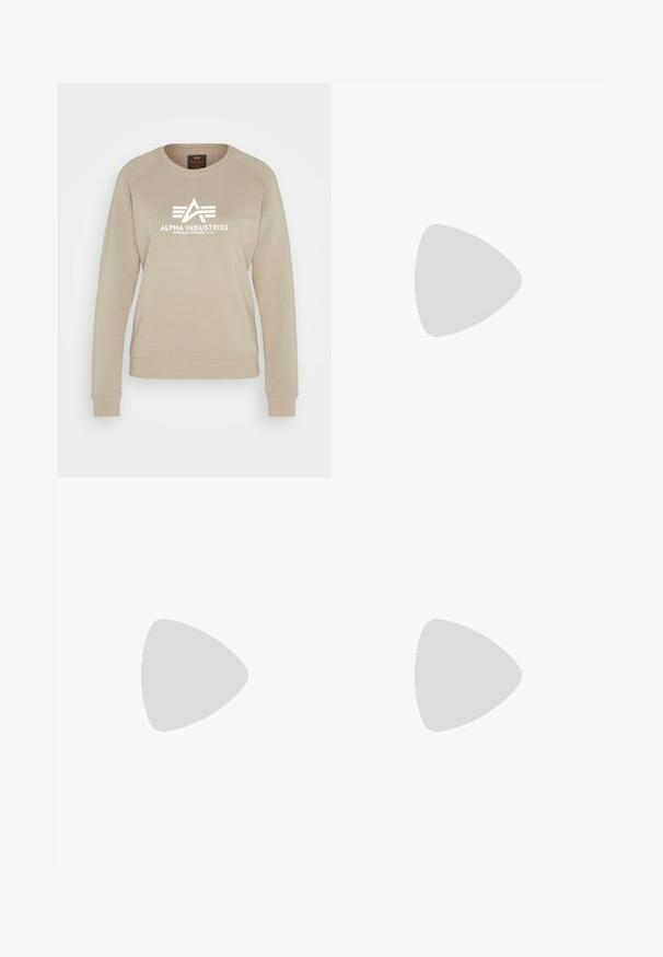 Alpha Industries NEW  - Sudadera - vintage sand; BDG Urban Outfitters SUMMER  - Pantalones cargo - chocolate; Zapatillas con una mezcla de piel en color rosa empolvado y ante beige, con cordones blancos, una entresuela blanca y una suela de goma texturizada. Jeans de mezclilla ligeramente recortados por encima del zapato.; Even&Odd by Zalando Bolso de mano - off-white