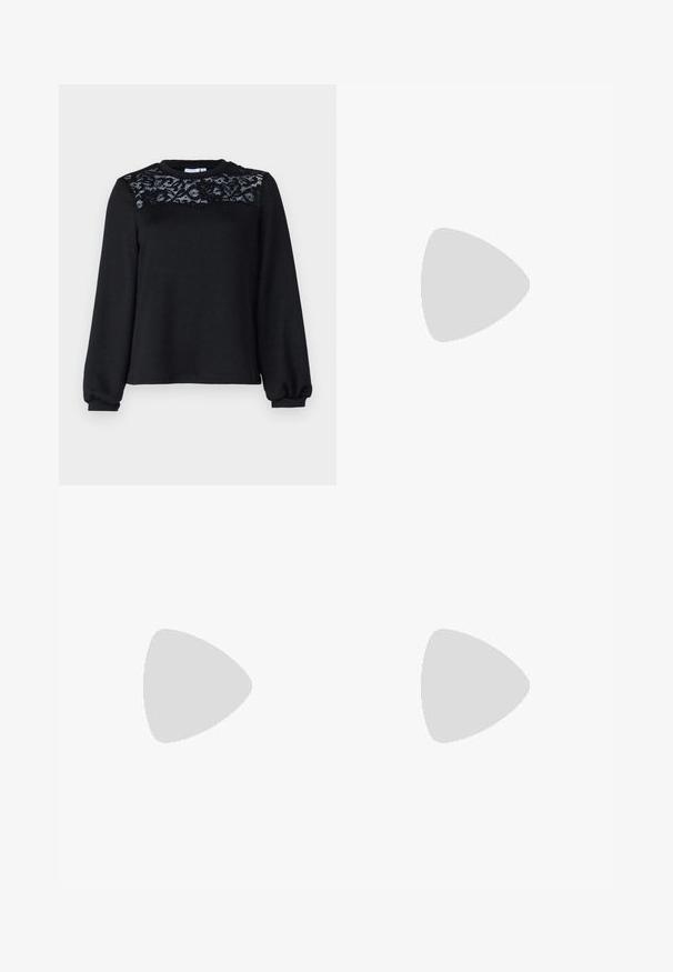 Un pull noir à manches longues, avec des détails en dentelle texturée sur la poitrine et un col rond. Tissu doux avec des poignets côtelés.; Jupe en velours côtelé marron foncé en forme de A avec cinq boutons-pression argentés sur le devant et une légère évasement à l'ourlet.; Bottes de cowboy en cuir noir avec un bout pointu, des motifs en relief en spirale et un talon de hauteur moyenne. Équipées d'une languette pour un enfilage facile.; Pieces PCALUANA SHOULDER BAG - Sac à main - black