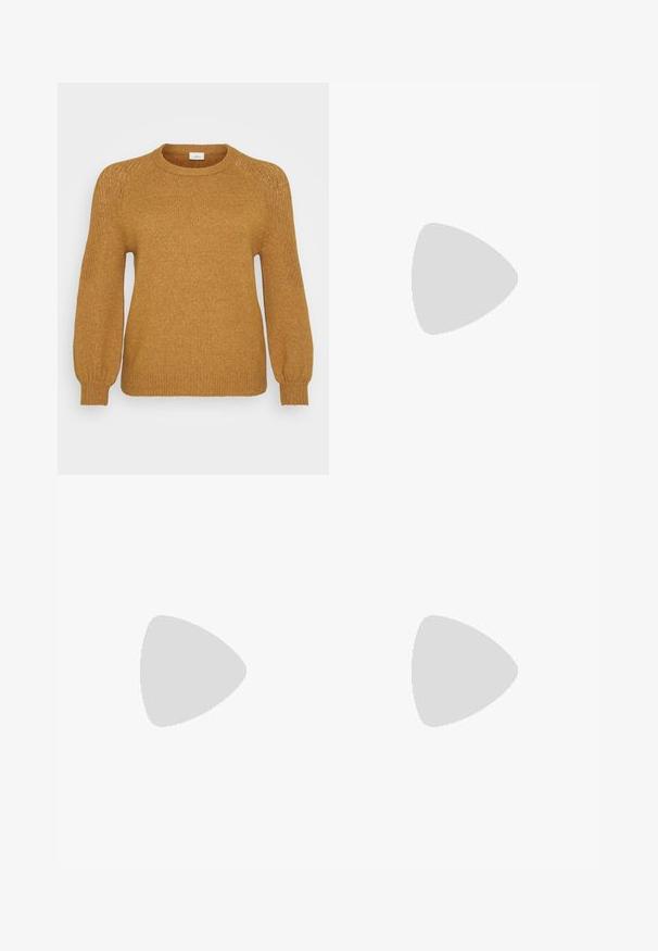 Mosterdgele gebreide trui met een ronde hals, geribbelde zoom en ballonsleeves, voorzien van textuur gebreide patronen op de schouders.; Donkerblauwe denim skinny jeans met een vijf-pocket ontwerp, voorzien van een knoopsluiting en stiksels op de naden. Gladde textuur, aansluitende stijl.; Bruine leren enkellaars met een ronde neus, gestructureerde bovenkant en een chunky zwarte hak. Effen afwerking en minimalistisch ontwerp.; Zwarte tote bag gemaakt van gestructureerd synthetisch materiaal, met twee lange handvatten en een ritsluiting, voorzien van accenten in zilverkleurige hardware.