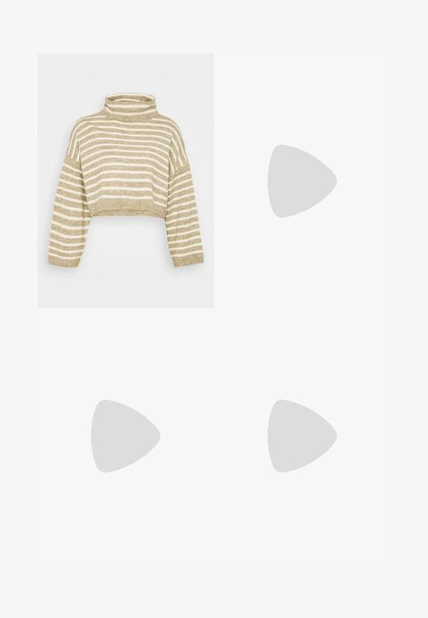 ONLY Petite ONLTALIO STRIPE SHORT ROLLNECK  - Pullover - weathered teak/birch melange; Jean noir taille haute à coupe droite, fermeture devant par boutons et design cinq poches sur un fond clair uni.; Jambes portant des leggings côtelés foncés associés à des ballerines noires avec de petits détails en nœud sur fond blanc.; Petit sac à main noir brillant avec deux longues anses et des détails à cordon sur les côtés sur un fond clair uni.