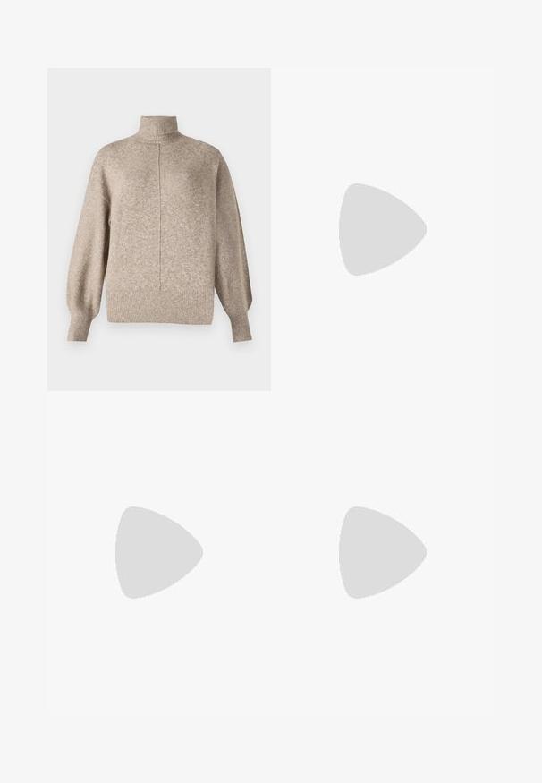 Vero Moda VMDOFFY - Pullover - sepia tint; Jean évasé bleu clair, avec une taille haute, en tissu denim, cinq poches et une fermeture par bouton. Les jambes sont larges et présentent une légère décoloration.; Botte de cowboy en cuir marron avec un embout pointu, un talon compensé et des broderies décoratives. Dispose d'un long tige et d'une languette de tirage.; Sac à épaule en cuir noir avec une sangle à boucle, des bords arrondis et des coutures blanches contrastées sur un fond uni.