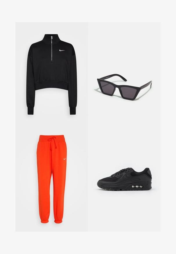 Must mustraga tuunik, millel on kõrge kaelus, pool-kratiga lukuga sulgemine, soonikkoes varrukad ning väike valge Nike logo vasakul rinnal. Pehme kangatunne.; Nike Sportswear W PHNX FLC HR OS - Dresside alumine osa - picante red/sail; Musthave mustusneakerid sileda nahk ja võrk, ümar nina, tekstuuriga aktsendid ja nähtav õhusüsteem tallas.; Mustad mustrakellad, millel on hallid šabloonid; valmistatud plastist, paksude ja siledate kätega, ilma nähtava riistvarata.