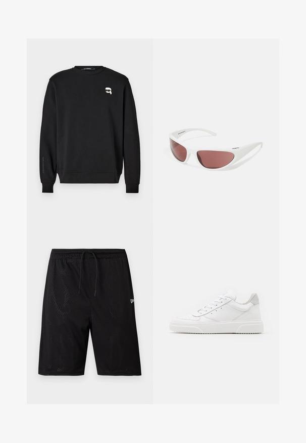 Sweatshirt noir à col rond, avec des poignets et un ourlet côtelés. Présente un petit graphique sur la poitrine et le nom de la marque imprimé sur la manche.; Shorts de sport en mesh noirs avec une taille à cordon de serrage, présentant une texture perforée et un petit logo blanc en bas à droite.; Des baskets en cuir blanc avec une finition lisse, un bout rond, des lacets plats et une semelle texturée. Accents en daim gris au niveau du talon.; Arnette NINETEETWO - Lunettes de soleil - white