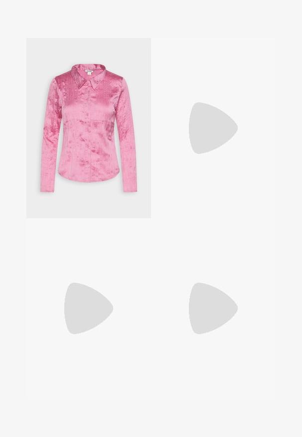 Monki Πουκαμίσα με κουμπιά - pink; ONLY ONLANSA WIDE PULL ON PANT  - Παντελόνι - black; Μαύρα δερμάτινα μοκασίνια με υφή, χαμηλό τακούνι, στρογγυλή μύτη και ορατή ραφή. Το μοντέλο φοράει σκούρο παντελόνι και γκρι μπλουζάκι.; Ασημί σφαιρικά κρίκοι με πέντε συνδεδεμένες χάντρες που σχηματίζουν ημικύκλιο και κλείσιμο με καρφί.